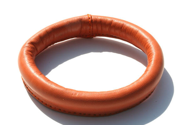 Stylish Burnt Orange Leather Bangle for Women - Handmade Genuine Leather Bracelet - Boho Chic Accessory for Casual Outfits, Parties & Everyday Wear