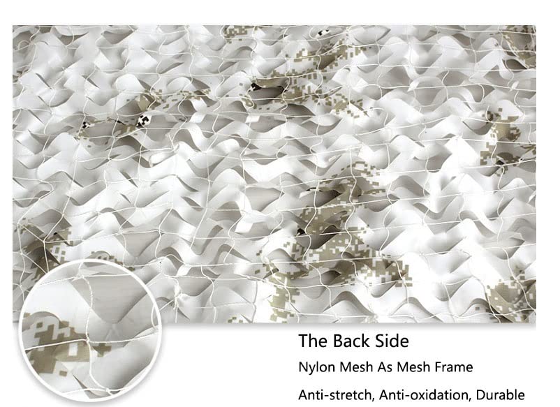 Military Camouflage Netting - White Digital Snow Camo Net, Oxford Fabric Camouflage Cover for Hunting, Shooting, Camping & Outdoor Activities - Sunshade, Blind, Party Decoration & Military Surplus Bulk Roll