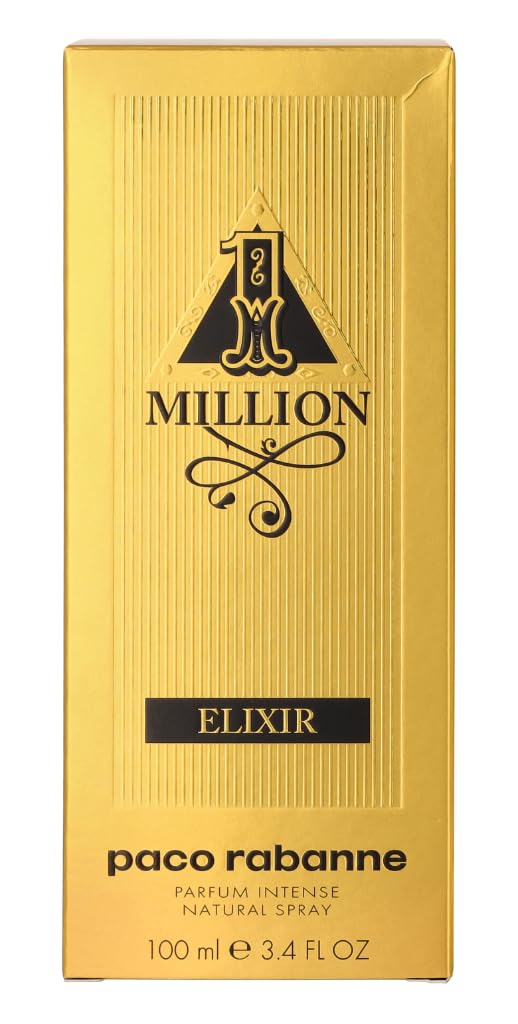 Paco Rabanne 1 Million Elixir for Men Eau de Parfum Intense Spray - 3.4 oz / 100ml (2022 New Fragrance) | Long-Lasting Luxury Cologne for Date Night, Special Occasions & Gifting