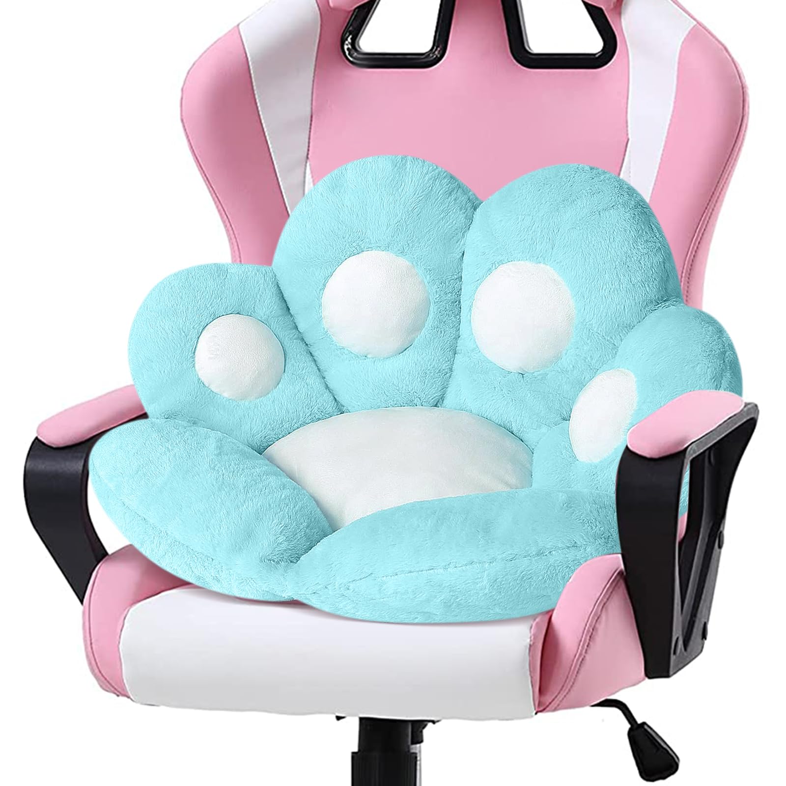 Kawaii Cat Paw Cushion - 31.4 x 27.5 Inch Ultra Soft Seat Pad for Gaming Chairs, Office & Floor - Blue Cute Home Decor (Perfect for Anime Lovers, Pet Owners & Cozy Room Setup)