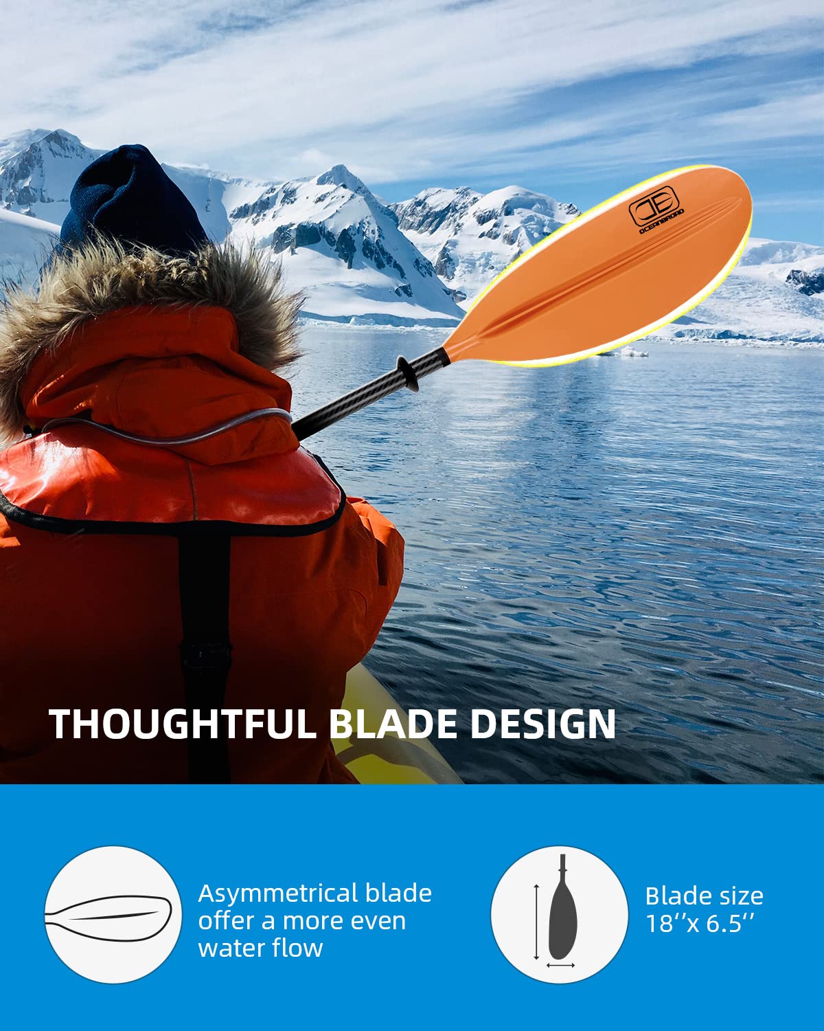 Premium Carbon Fiber Kayak Paddle 90.5in/230cm & 86in/218cm - Lightweight Canoe Oar for Adults with Paddle Leash - Perfect for Recreational Kayaking, Canoeing & Fishing Trips
