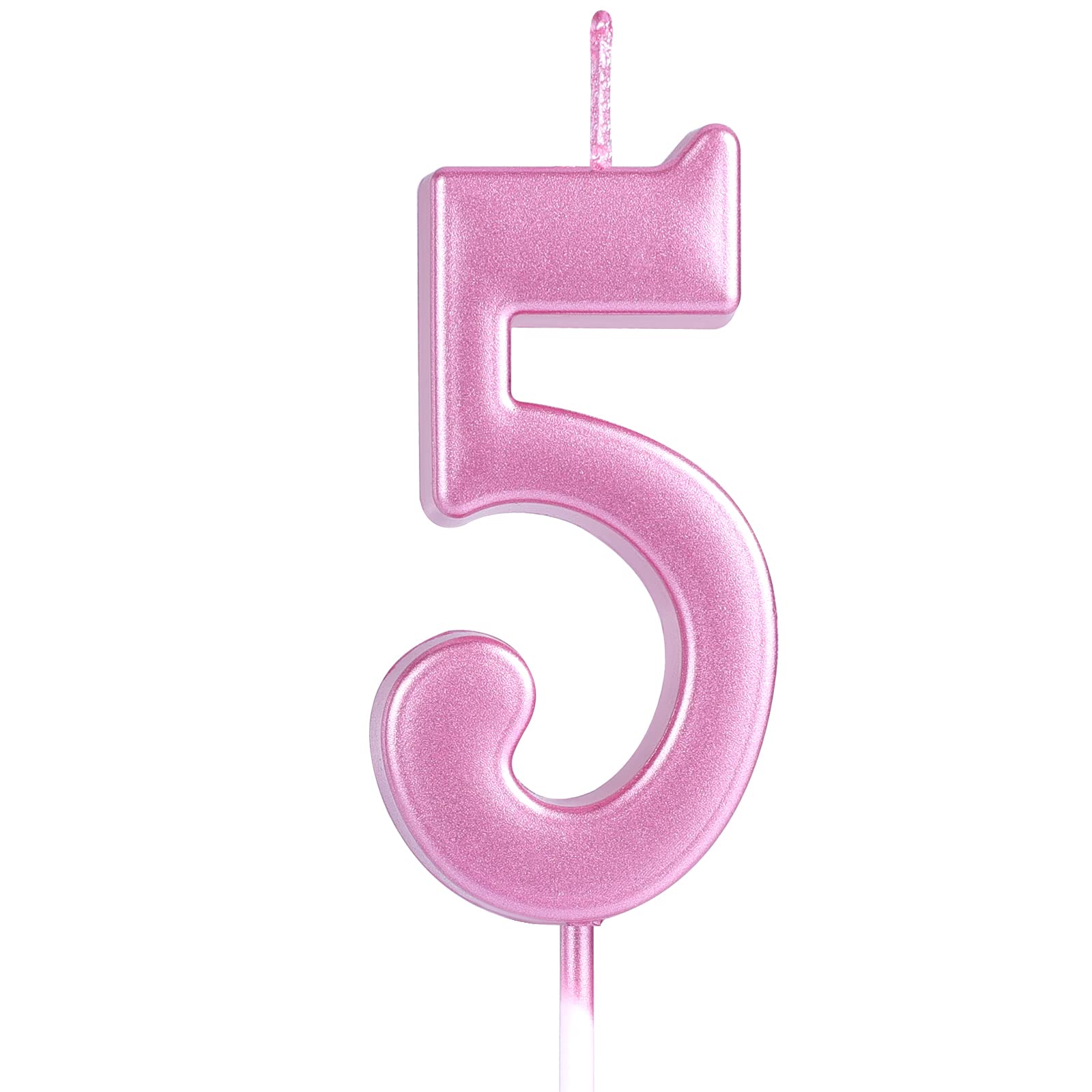 AIEX 2.76 Inch (7cm) Pink Number 5 Cake Candles - Happy Birthday Wedding Anniversary Party Toppers for Cakes, Cupcakes & Desserts | Perfect for Birthday Celebrations, Wedding Anniversaries & Special Events