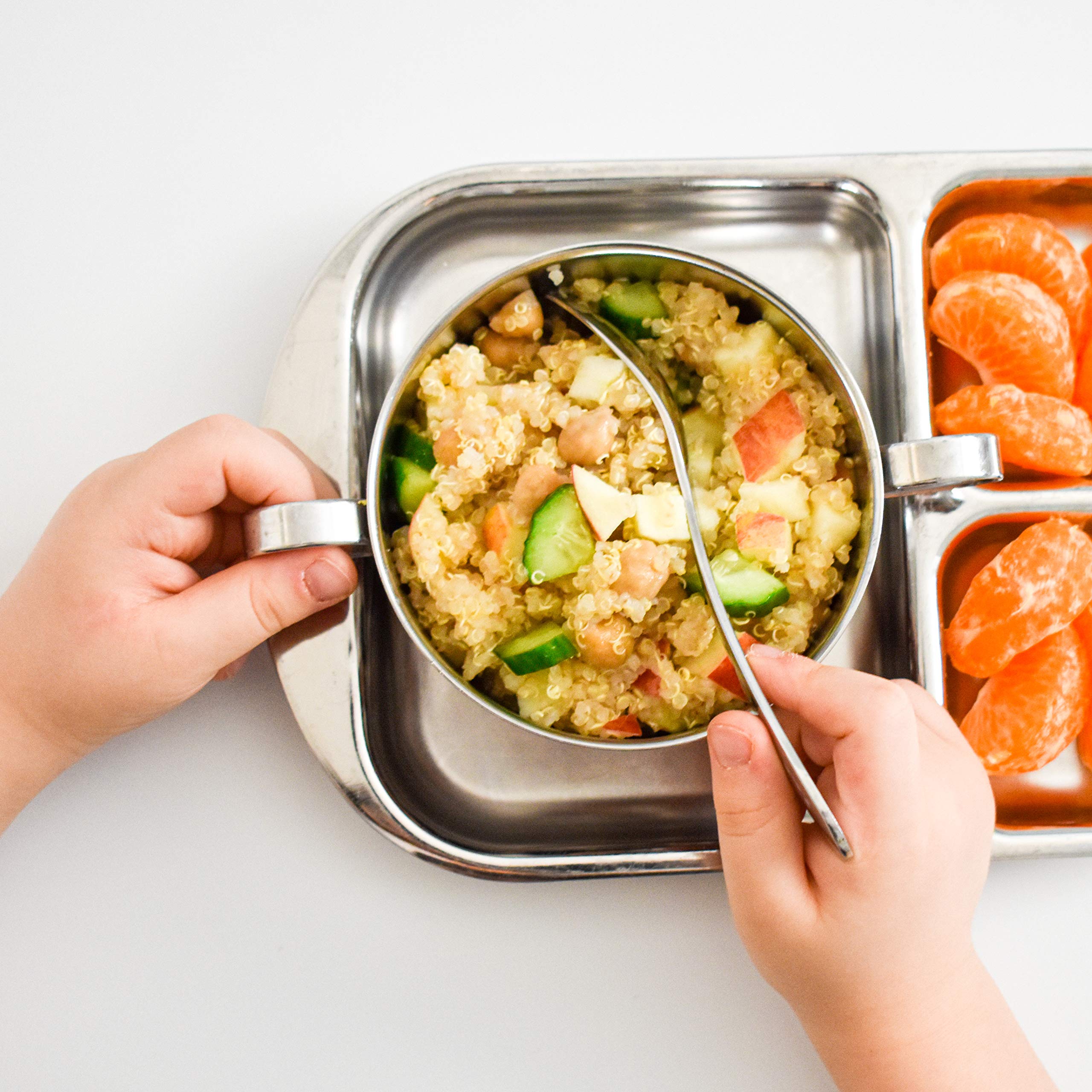 Kiddobloom Stainless Steel Divided Plates for Kids - 2-Piece Set | Premium 304 (18/8) Safe & Durable | Montessori Learning & Mealtime Essentials | Perfect for Babies, Toddlers & Preschoolers | Ideal for Home, School & Travel Use