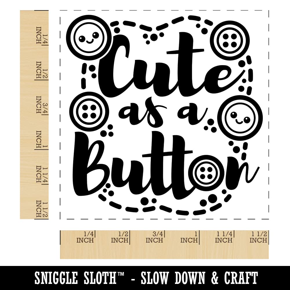 Cute as a Button Self-Inking Rubber Stamp with Black Ink - 1.5 Inch Large Stamp for Scrapbooking, Card Making & DIY Crafts