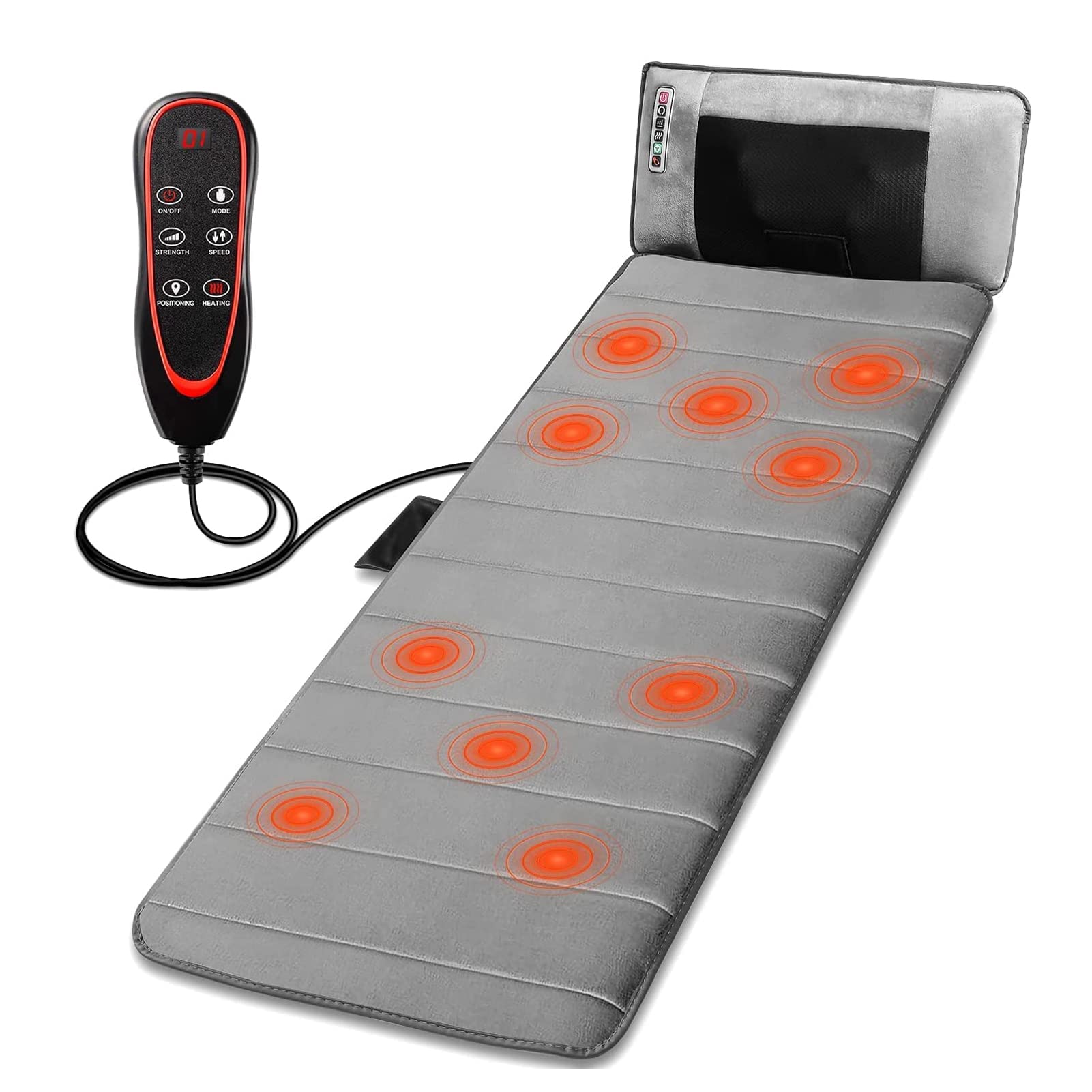 Electric Heating Full Body Massage Mattress Pad with 30 Massage Heads & 9 Modes - Relieves Neck, Back, Waist & Leg Pain - Perfect for Home, Office & Relaxation Therapy
