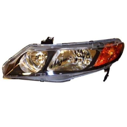 Go-Parts - Left (Driver) Headlight Assembly for 2006-2008 Honda Civic 4-Door Sedan - Front Replacement Housing, Lens, Cover with Side Marker, Park & Signal Lights (No Bulbs/Sockets) - Perfect for Night Driving & Auto Repair Shops