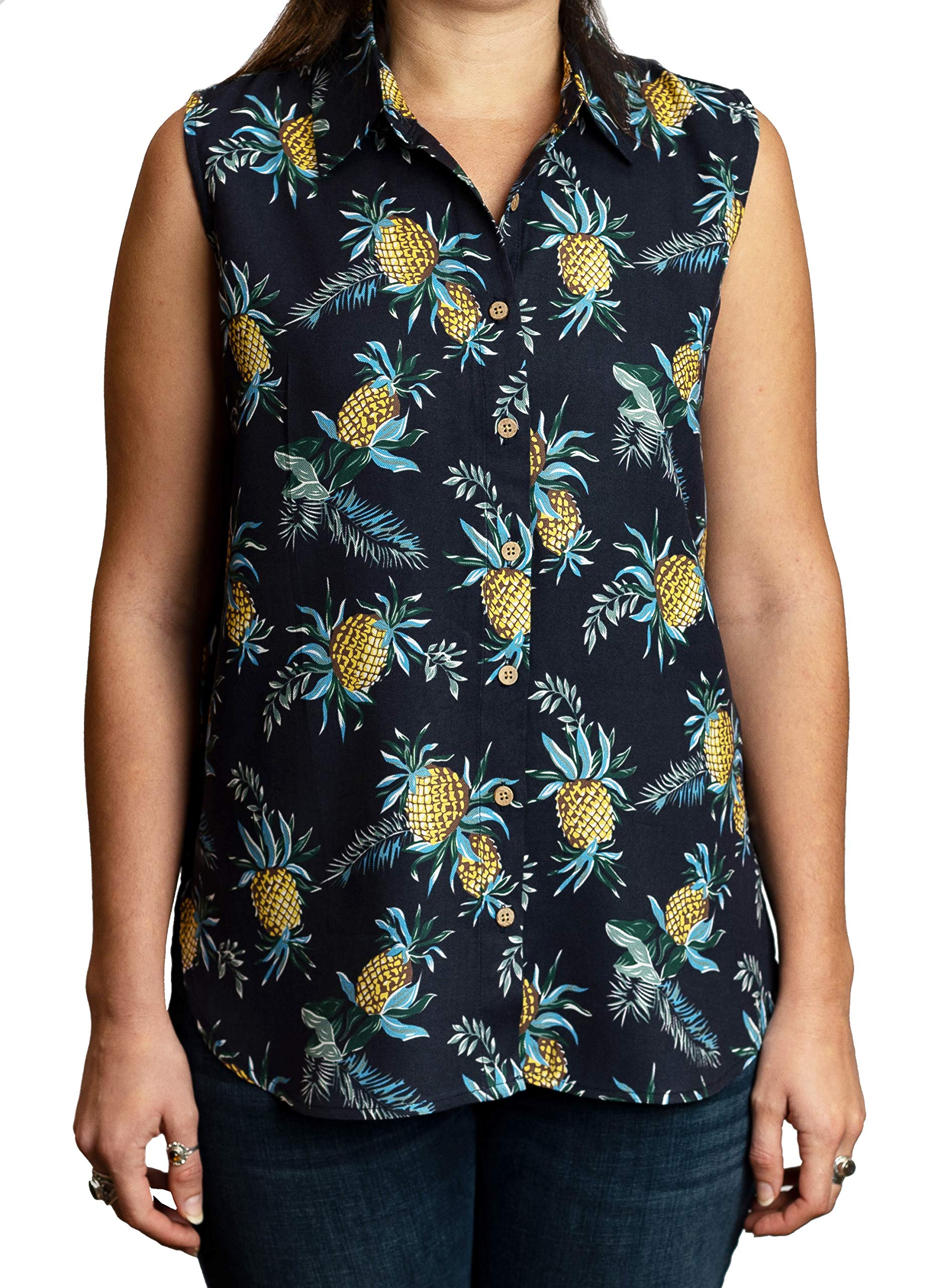 Women's Short Sleeve & Sleeveless Fun Button Down Shirts - Casual Summer Tops for Work, Beach & Vacation Outfits