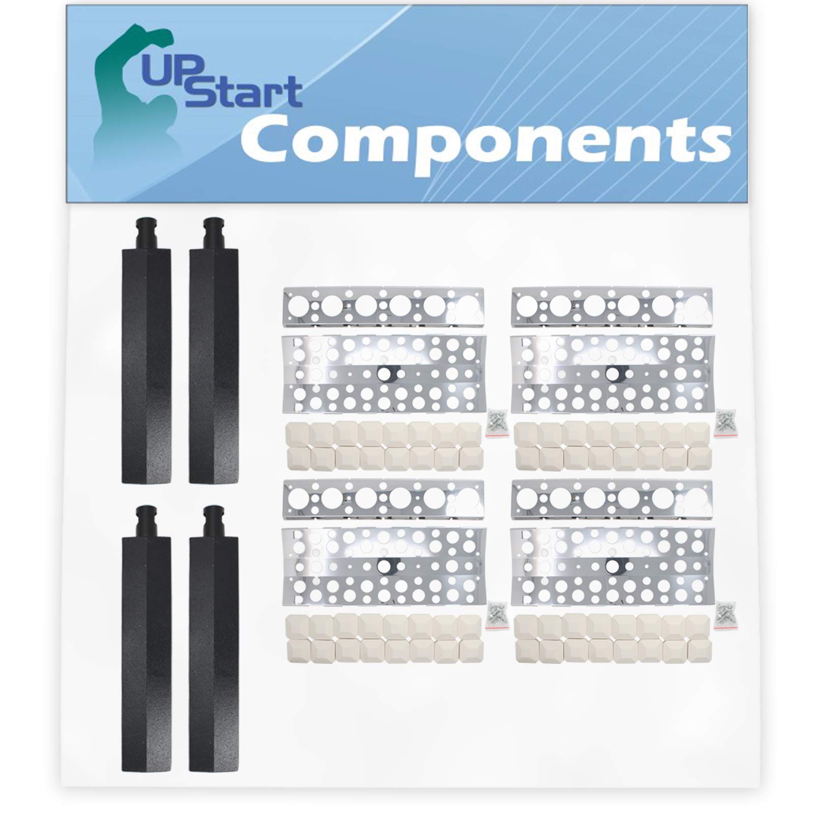 4-Pack Stainless Steel BBQ Grill Heat Shield Plates & Tube Burner Replacement Parts - Compatible with Turbo Elite CG5TDN, Flame Tamer, Guard, Deflector & Flavorizer Bar | Durable Burner Upgrade for Gas Grills, Outdoor Cooking & Backyard Barbecues