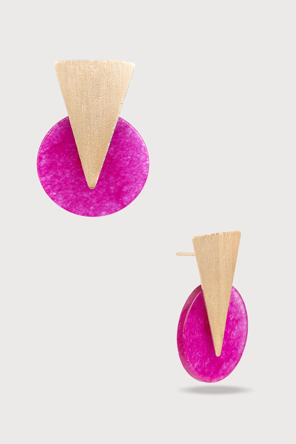 Triangle Disc Duet Earrings - Geometric Dangle Earrings for Women, Minimalist Gold Hoop Earrings, Trendy Boho Jewelry - Perfect for Parties, Weddings & Everyday Wear