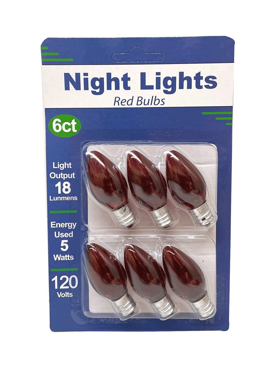 6-Pack Red LED Night Light Bulbs - Soft Glow for Bedroom, Nursery, Hallway & Stairs - Energy Efficient & Eye-Friendly Lighting for Kids & Adults