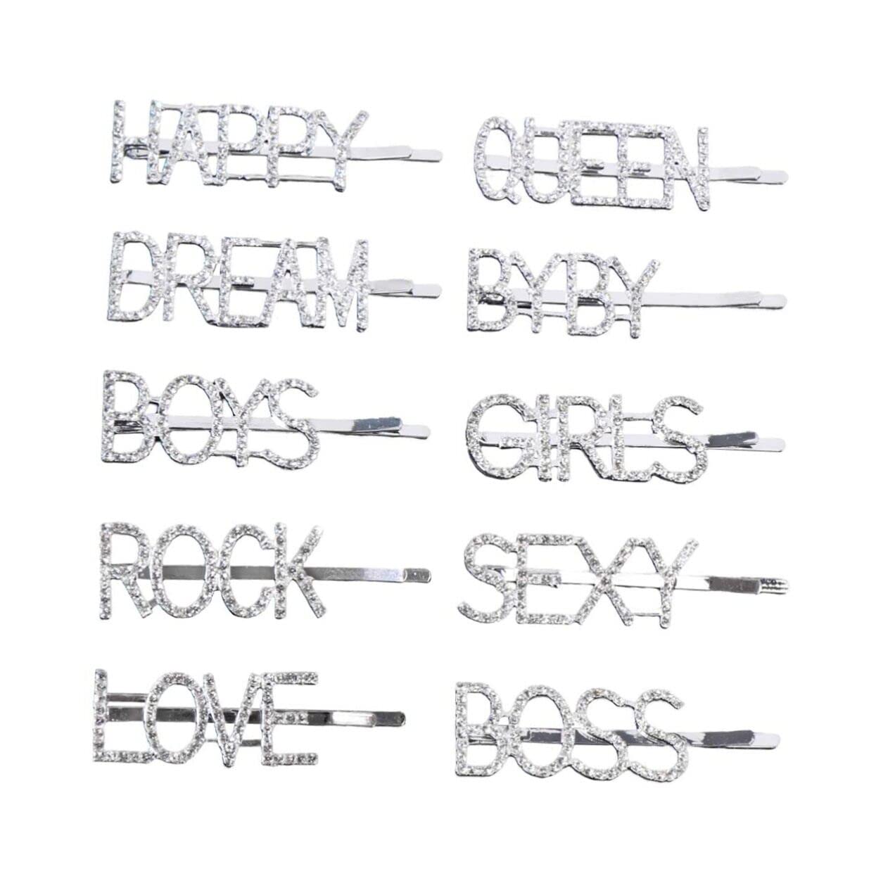 Beaupretty 10pcs Silver Metal Hair Clips for Women - Rhinestone Crystal Hair Barrettes, Claw Clips & Hairpins - Perfect for Parties, Weddings & Everyday Styling