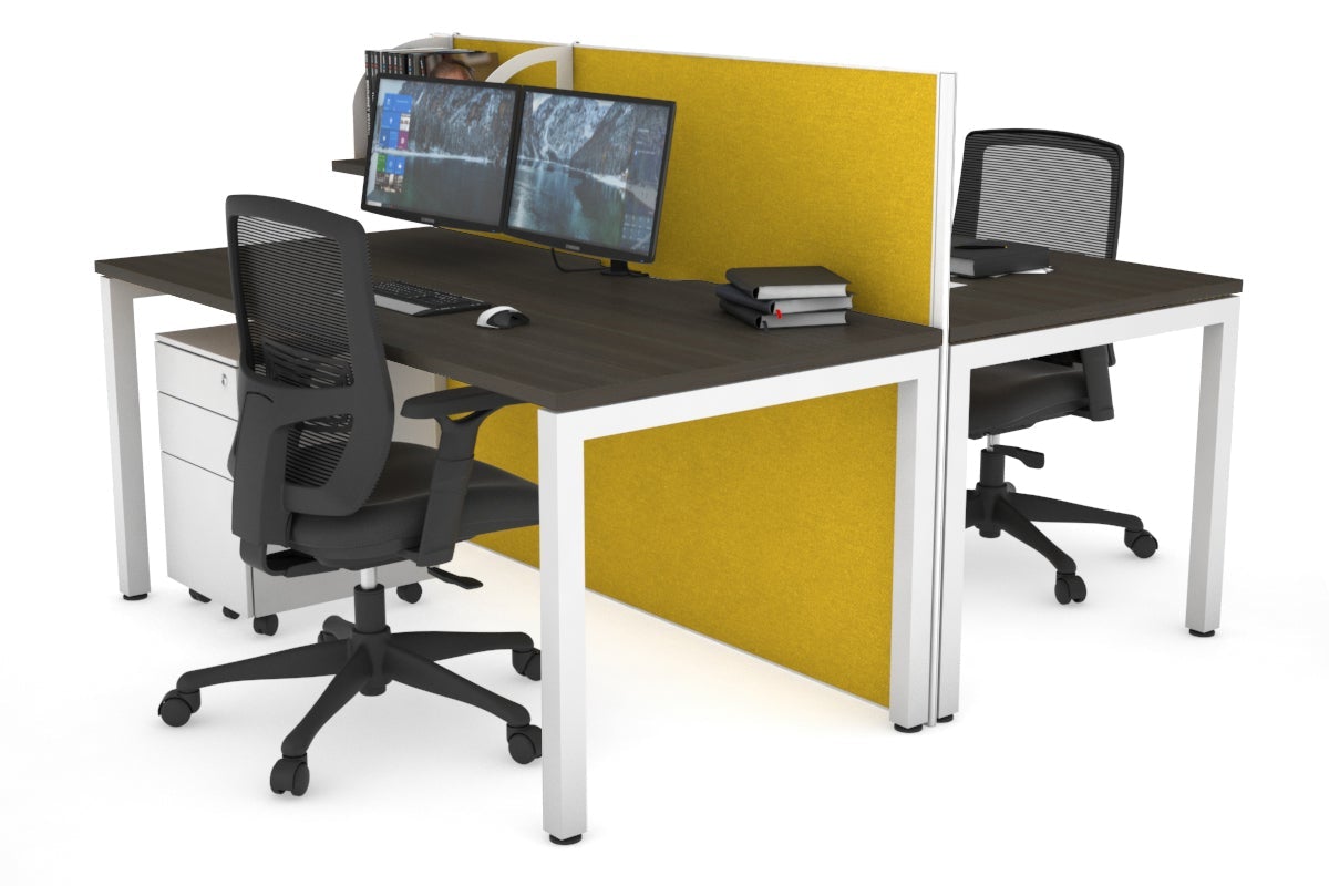 Horizon Quadro 2-Person Office Workstation Bench with Square Legs - 1400L x 800W Dimensions, Cable Management Scallop - Perfect for Shared Workspaces, Conference Rooms & Collaborative Office Environments