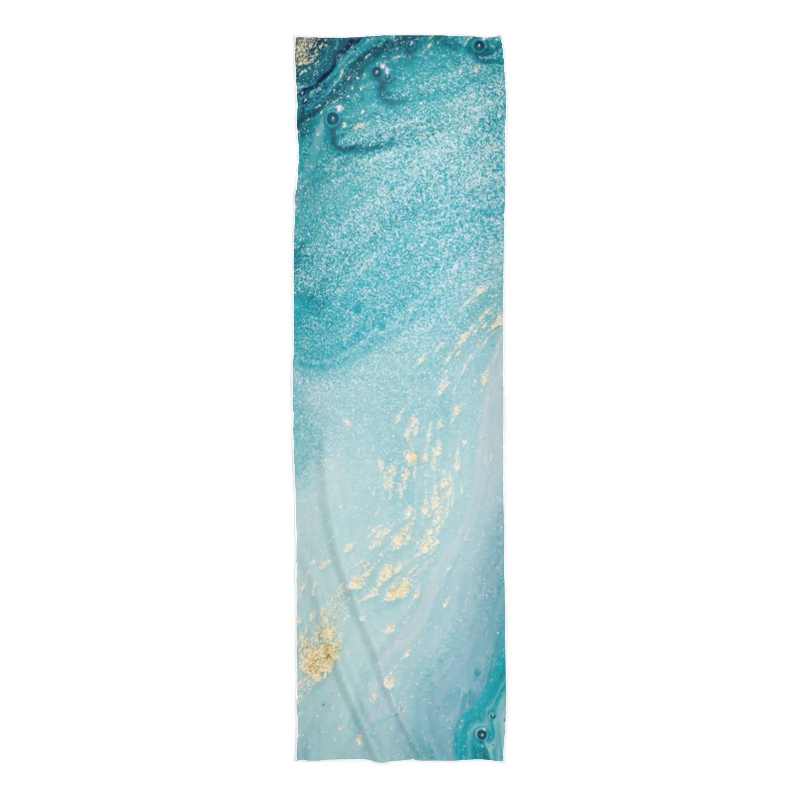 Cooling Sports Towel - Quick Dry, Breathable & Lightweight Workout Towel for Gym, Running & Outdoor Activities - Navy Blue Marble Waves Design