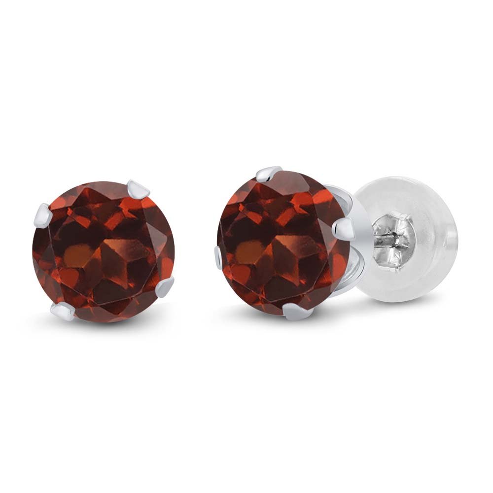 2.00 Ct Round Garnet Stud Earrings in 10K White Gold for Women & Men | 6MM Gemstone Jewelry | Perfect for Weddings, Anniversaries & Gifts