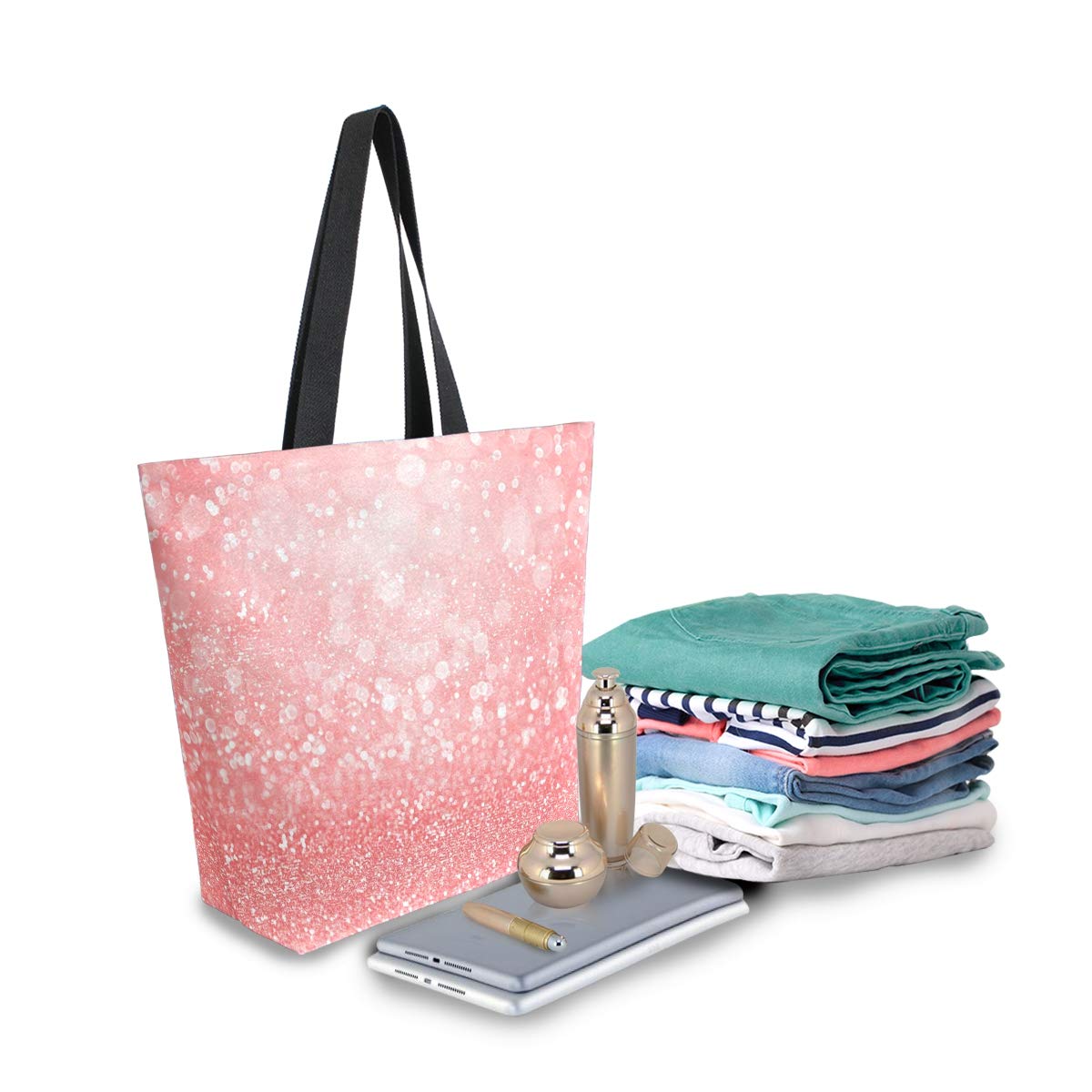 Eco-Friendly Coral Pink Canvas Tote Bag - Reusable Grocery Shopping Bag with Sturdy Handles - Perfect for Groceries, Beach Trips & Daily Commute