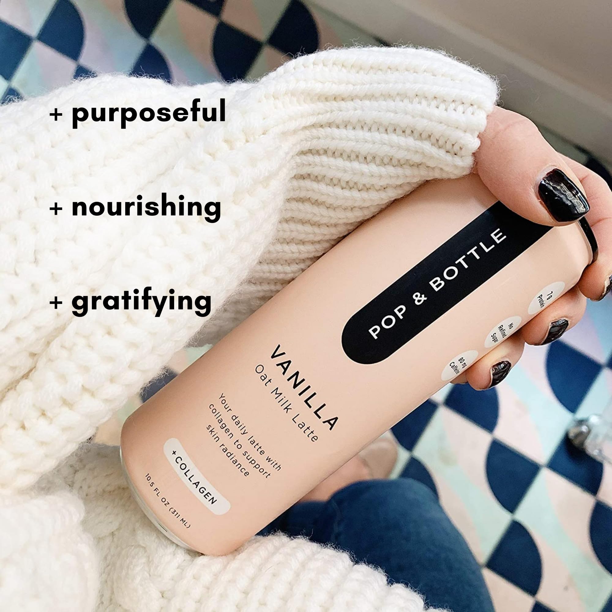 Organic Oat Milk Lattes with Marine Collagen & MCT Oil - Dairy Free, Gluten Free, Lightly Sweetened with Dates - Vanilla Flavor Cold Brew Coffee, 8 Fl Oz (12 Pack) - Perfect for Iced Coffee, Breakfast, On-the-Go Snacks & Post-Workout Recovery