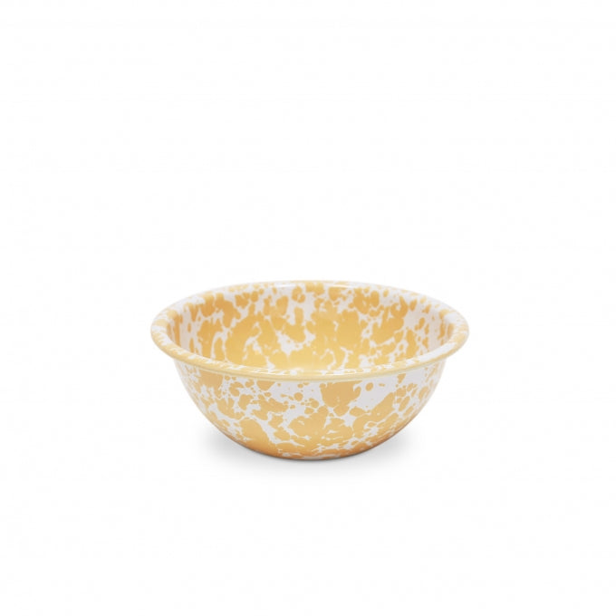 Vintage Enamelware Bowls Set of 4 - Yellow Marble Design for Cereal, Salad, Soup & Dessert | Durable Kitchen & Camping Dishes for Home, Picnic & Outdoor Use