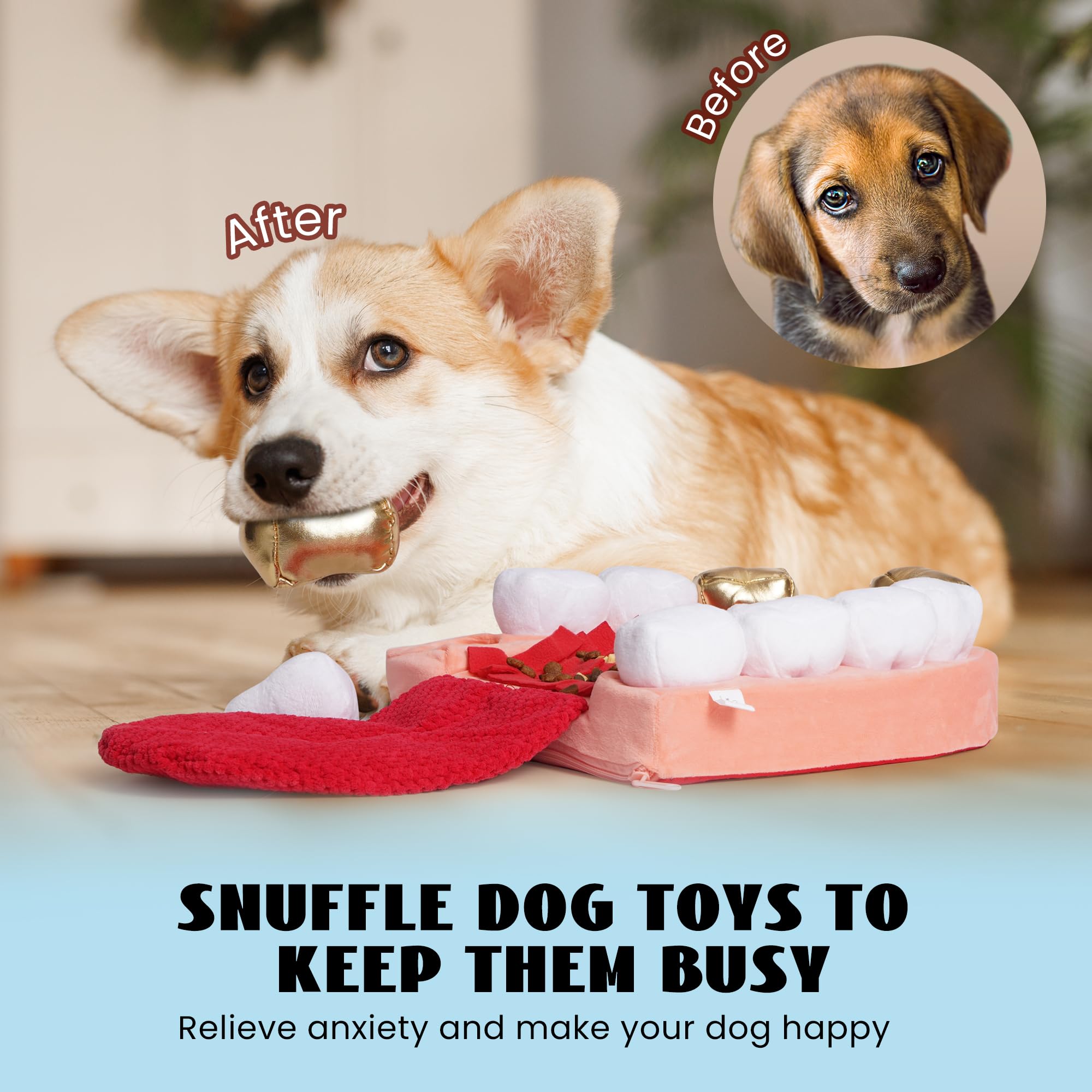 Interactive Teeth Cleaning Dog Toys for Small to Large Breeds - Nocciola Enrichment Puzzle Chew Toy with Non-Slip Design for Hide & Seek Play | Keep Dogs Entertained Indoors & Outdoors During Training, Travel or Alone Time