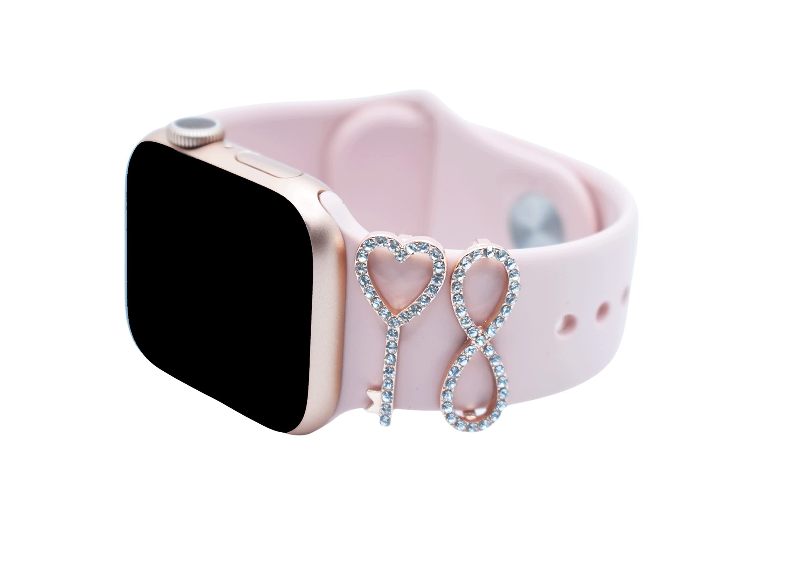 Trendy Rhinestone Smart Watch Charms - Decorative Loops & Figure Shaped Charms for Apple Watch Series 6/5/4/3/2/1 (38mm/40mm/42mm/44mm) - 2PCS Sparkling Jewelry Accessories | Perfect for Workout, Party & Daily Wear (Watch & Band Not Included)
