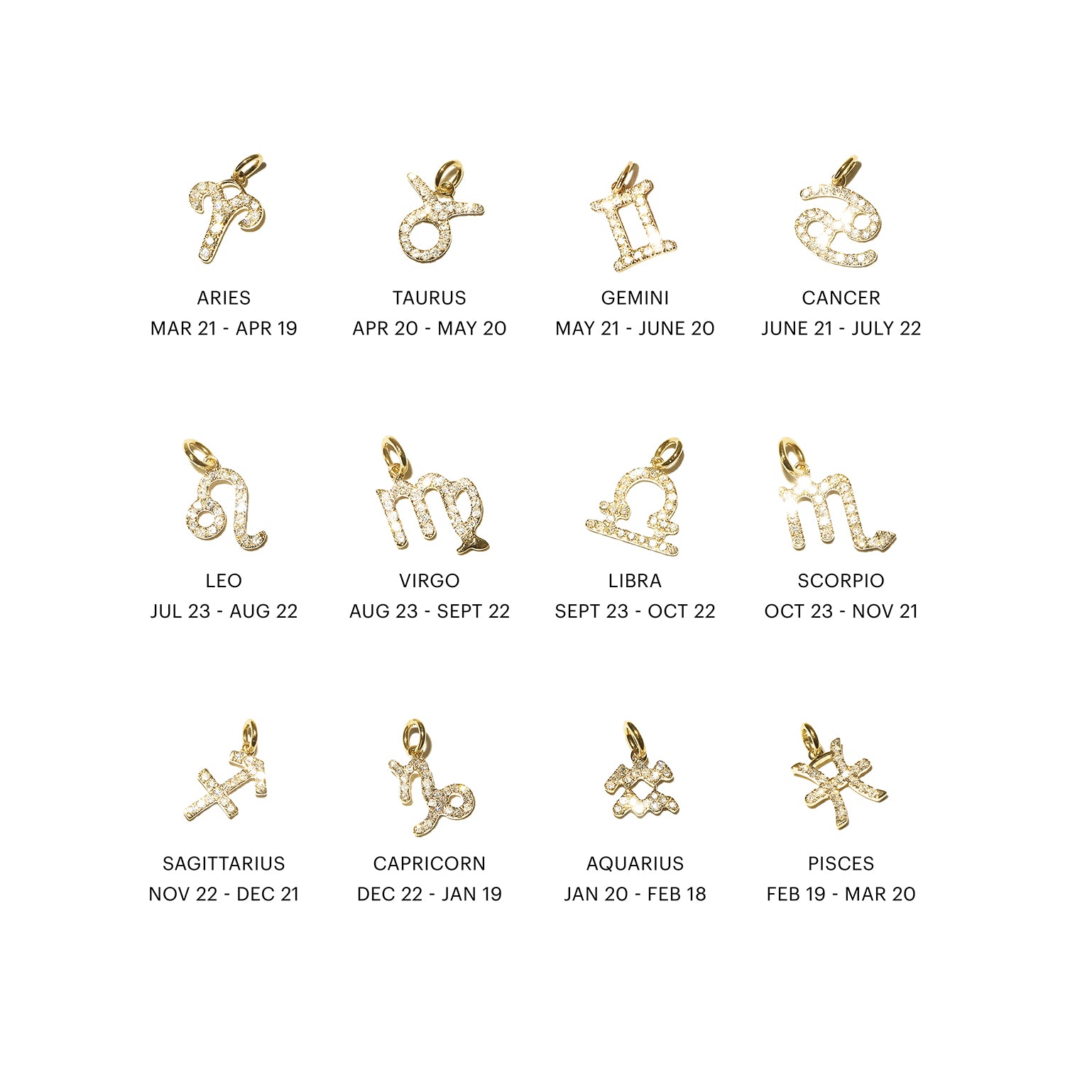 12K Gold Diamond Zodiac Charm Pendant Necklace - Perfect for Birthdays, Anniversaries & Personalized Gifts | Aries, Taurus, Gemini, Leo, Virgo, Libra, Scorpio, Sagittarius, Capricorn, Aquarius, Pisces
