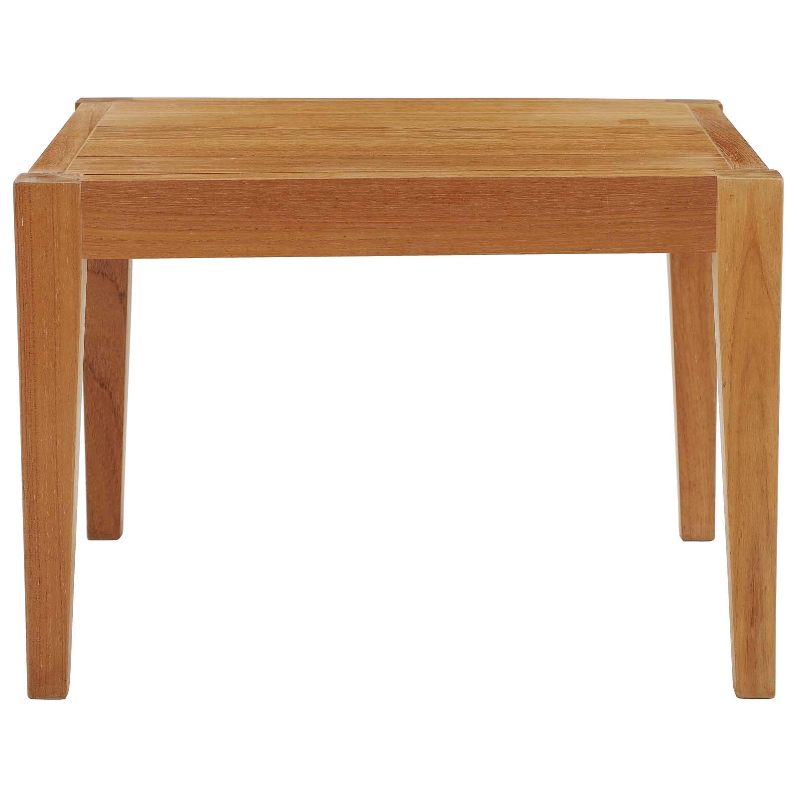 Premium Grade A Teak Outdoor Patio Side Table - Modway EEI-3431-NAT Natural Finish | Perfect for Poolside, Garden, Deck & Patio Furniture