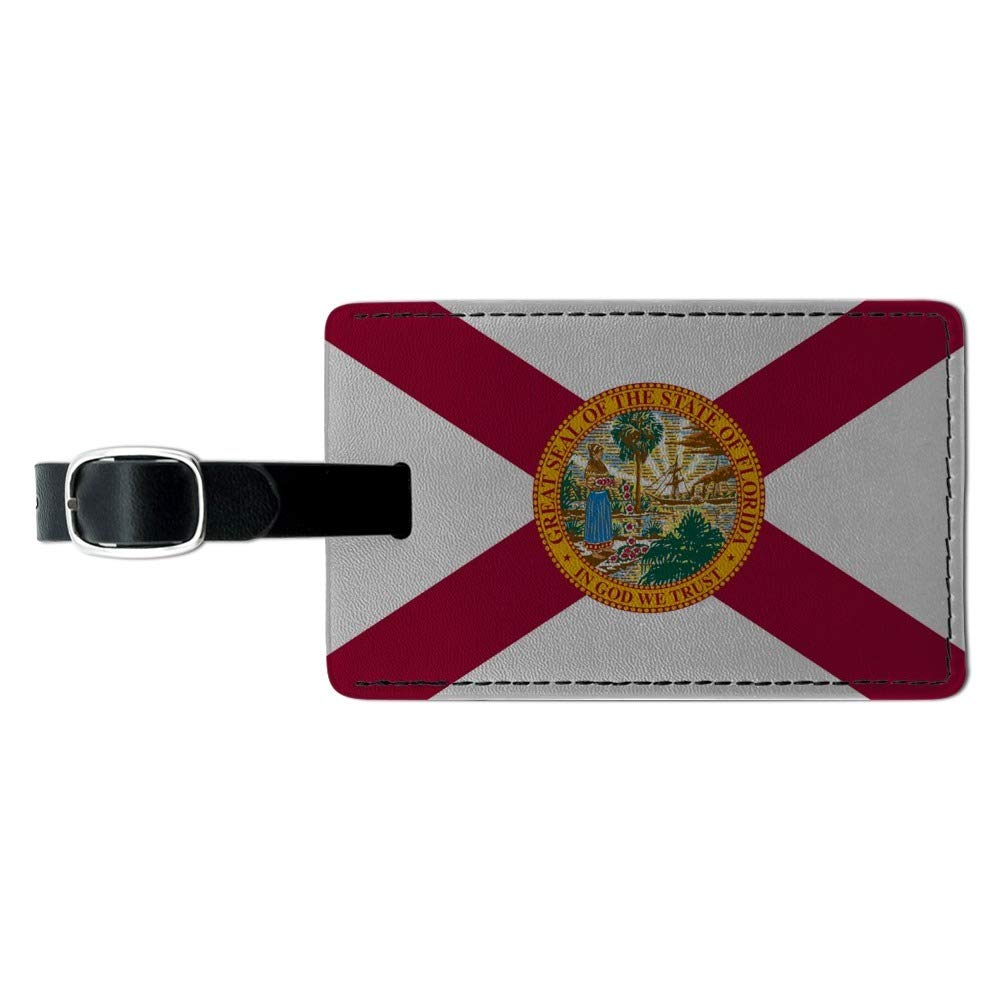 Florida State Flag Leather Luggage Tag - Personalized ID Card Holder for Suitcases & Carry-On Bags - Perfect for Travel Identification & Baggage Tracking