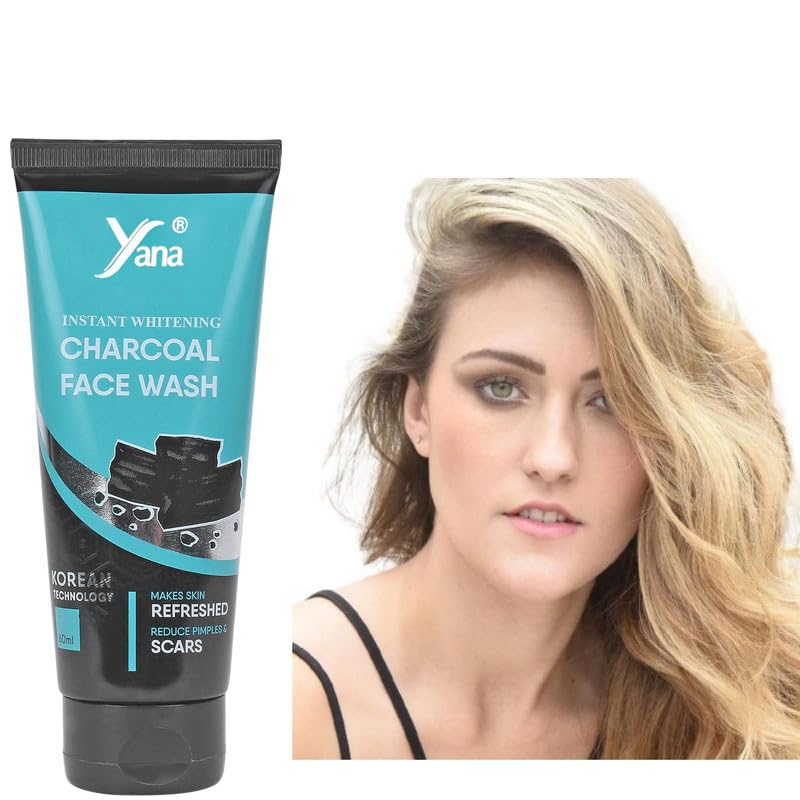 Instant Whitening Activated Charcoal Face Wash for Men - Korean Technology Acne Clearing Facial Cleanser to Prevent Breakouts, Absorb Oil & Deep Clean Pores | Perfect for Oily Skin & Daily Skincare Routine