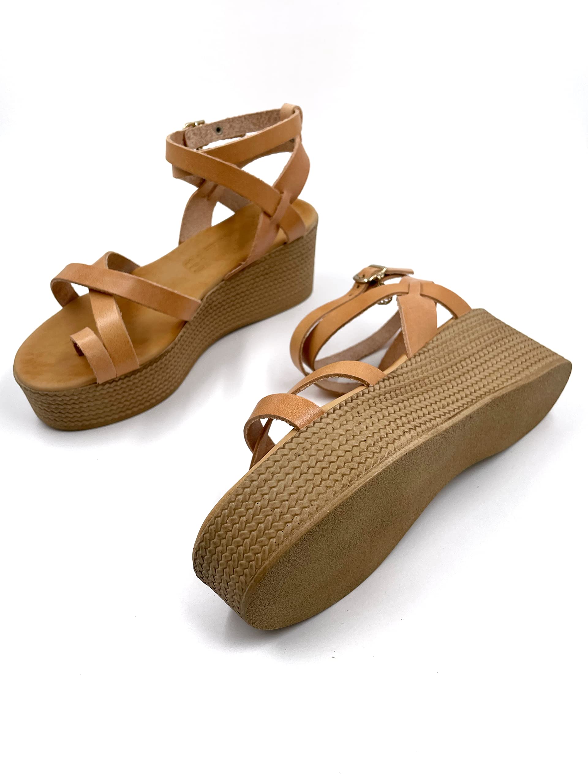 Women's Leather Platform Sandals - Handmade Boho Summer Wedge Sandals for Women - Comfortable & Stylish Casual Shoes - Perfect Gift for Her (Beach, Vacation, Date Night)