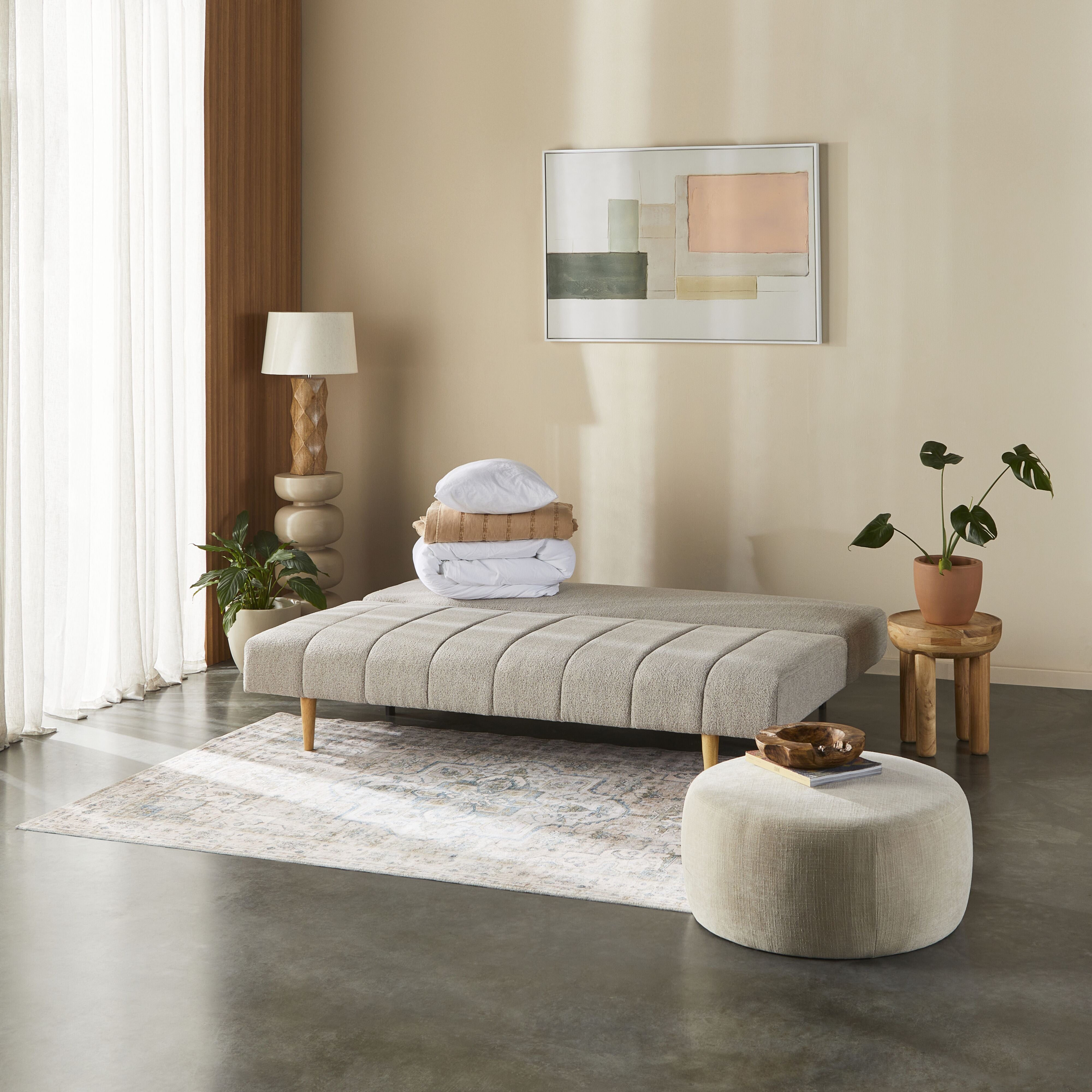 Blain Convertible Sofa Bed - Natural Linen Fabric, Comfortable Sleeper Sofa for Small Spaces - Perfect for Guest Rooms, Apartments & Home Offices