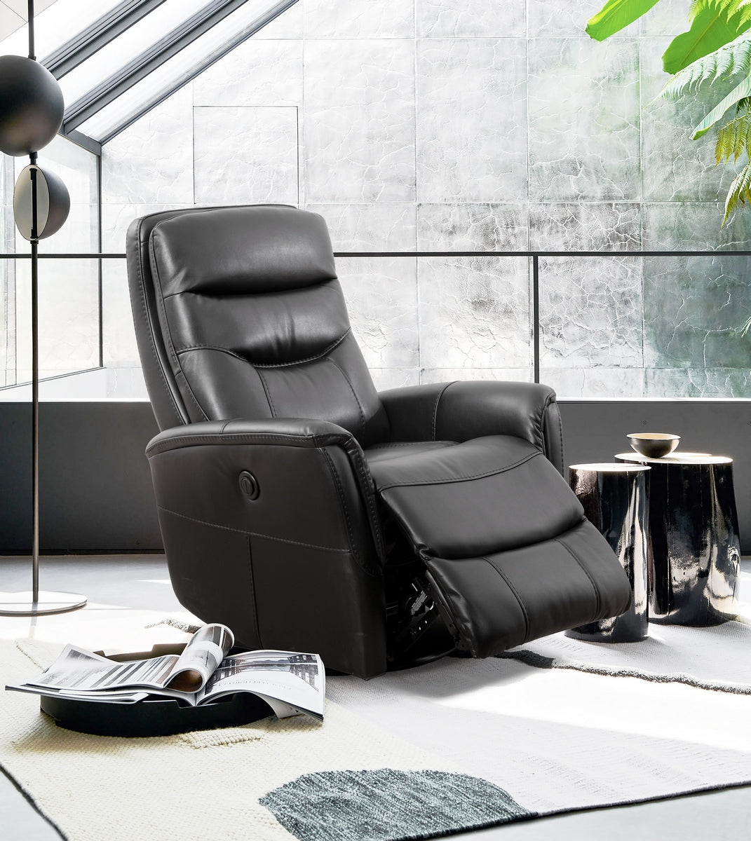 Premium Black Onyx Comfort Glide Recliner Chair - Ergonomic Leather Lounge Chair with Smooth Gliding Mechanism for Living Room, Home Theater & Office Relaxation