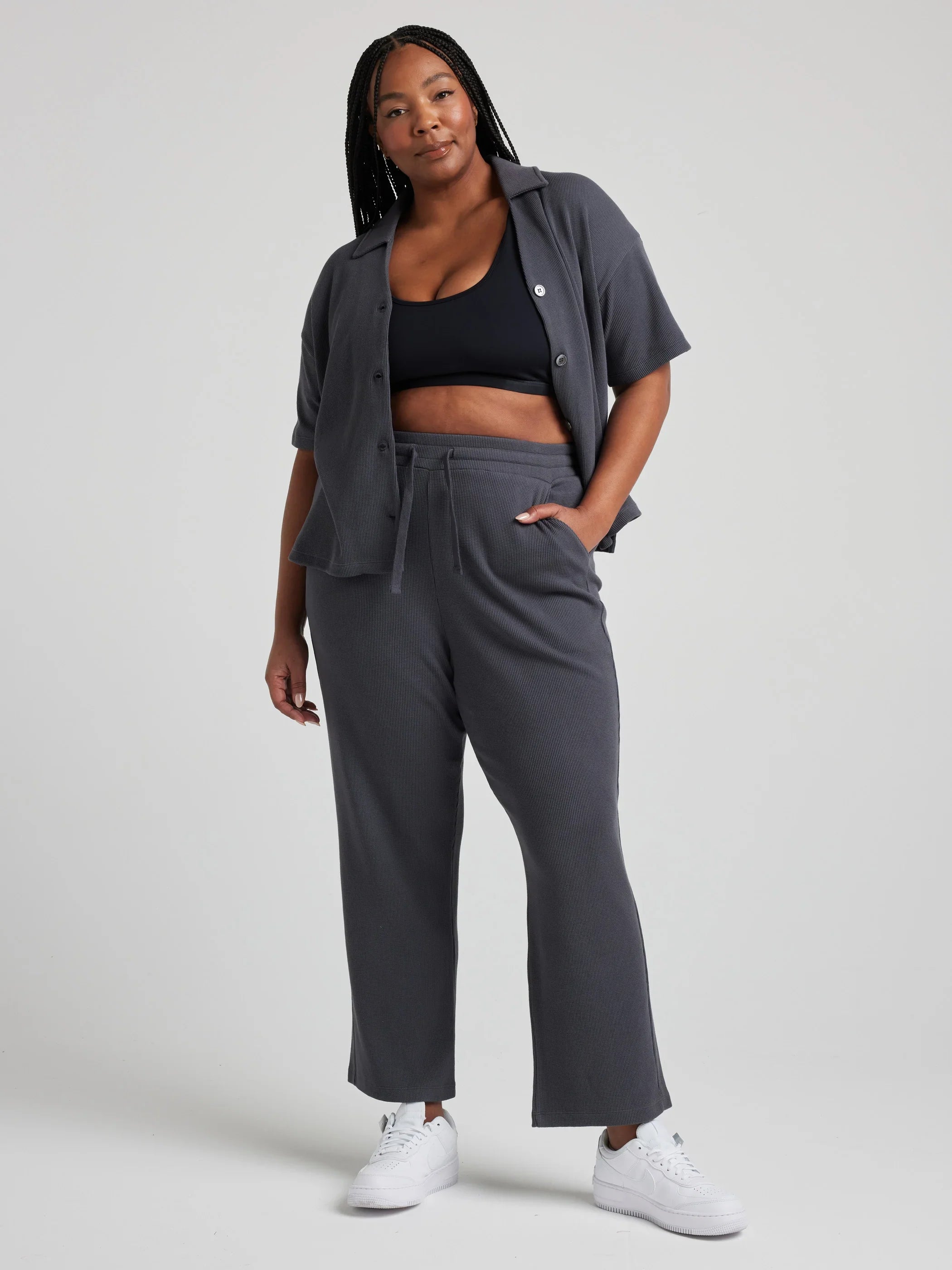 Men's Comfortable Drawstring Pants in Charcoal - Perfect for Lounge, Yoga, and Casual Wear