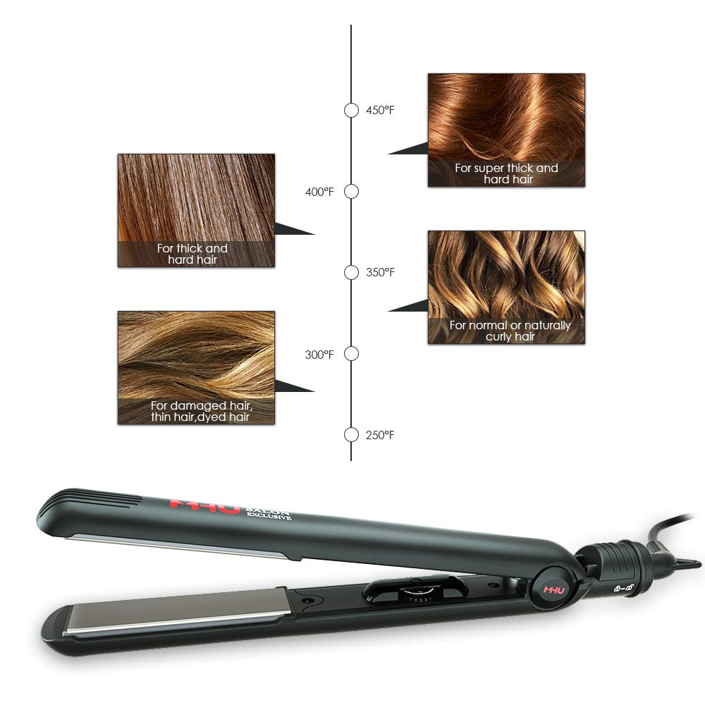 Professional Titanium Hair Straightener 1 Inch - Negative Ionic Flat Iron for Frizz-Free Straightening with 2 Salon Clips | Perfect for Home Use, Salon Styling & Travel