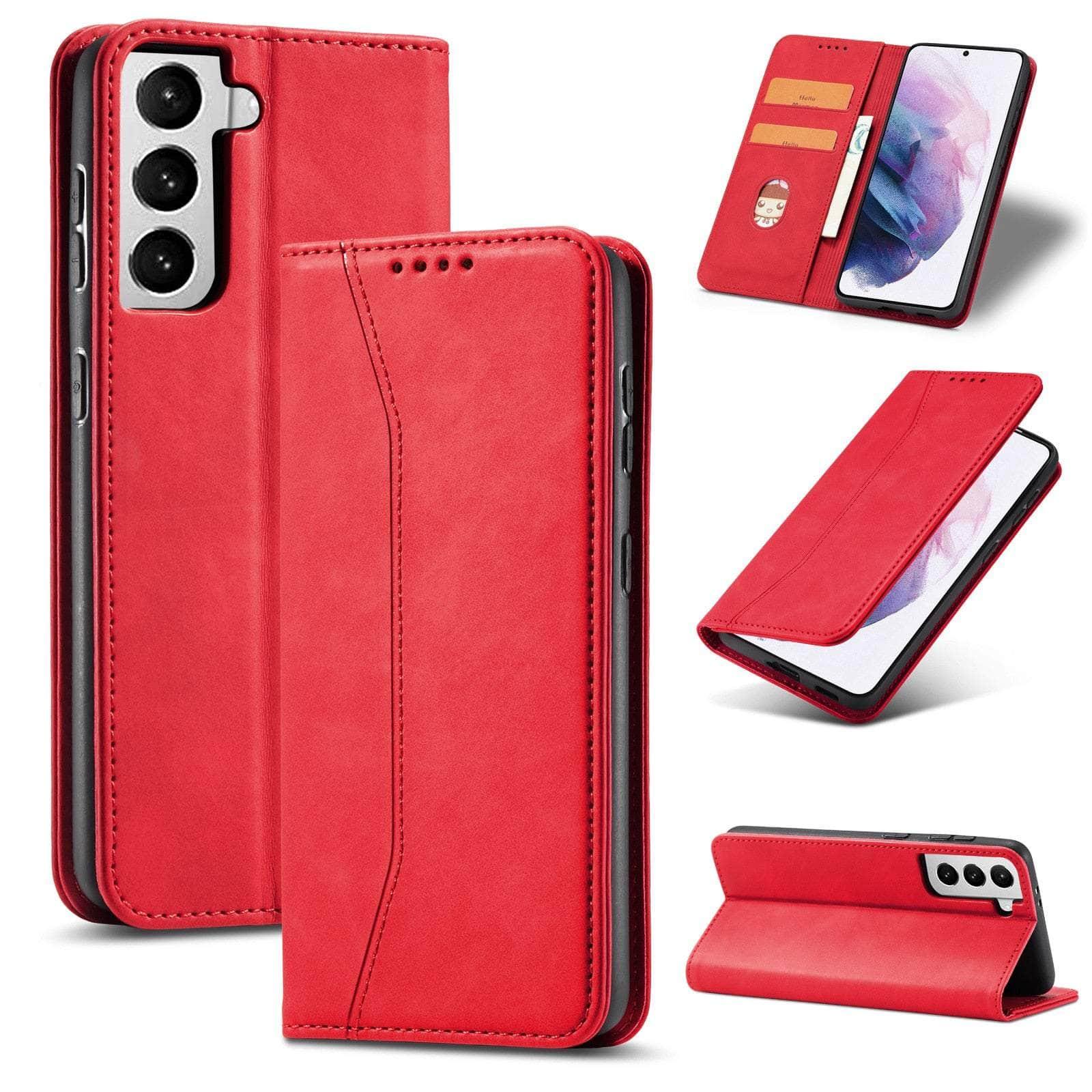 Premium Genuine Leather Flip Wallet Case for Samsung Galaxy S22 Ultra - RFID Blocking Card Slots & Kickstand (Perfect for Business, Travel & Everyday Use)