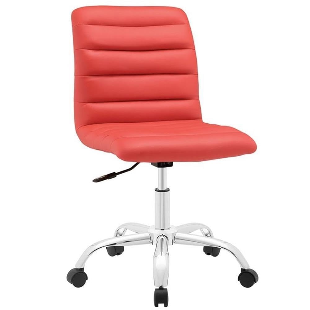 Hawthorne Collections Mid Back Armless Swivel Office Chair - Ergonomic Red Desk Chair for Home & Office Workspace - Perfect for Small Spaces, Conference Rooms & Study Areas