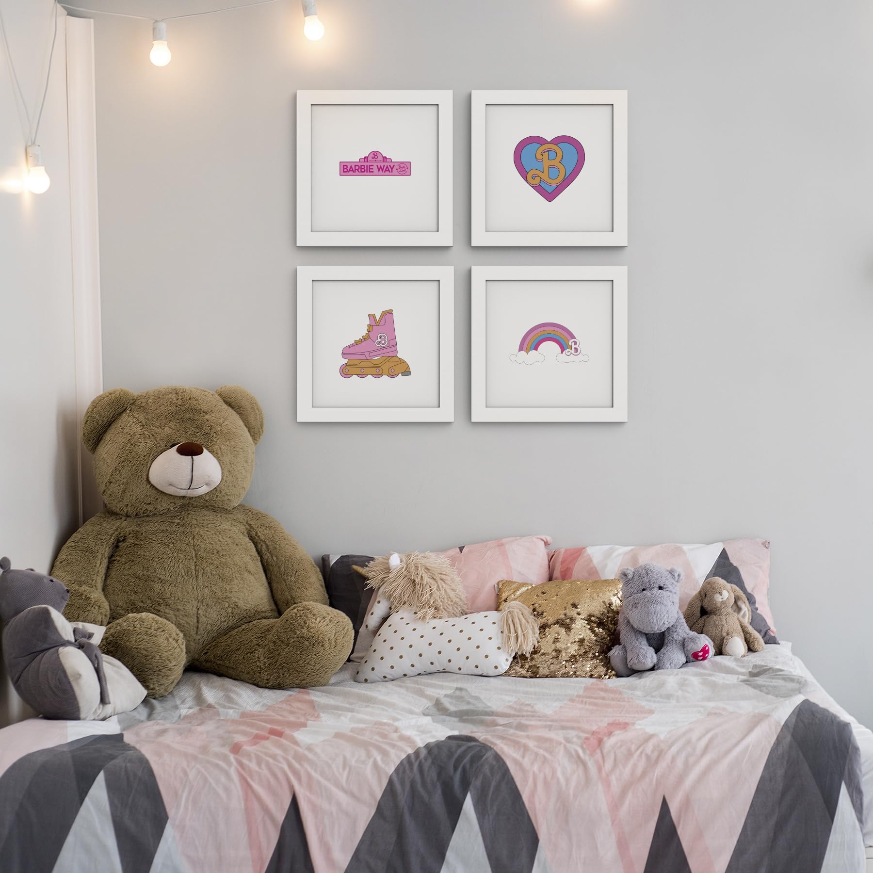 Mattel Barbie The Movie Wall Art Bundle - 4-Pack Gallery Pops Graphic Posters for Home & Office Decor | Trendy Barbie Movie Collection for Bedroom, Living Room & Gift Ideas