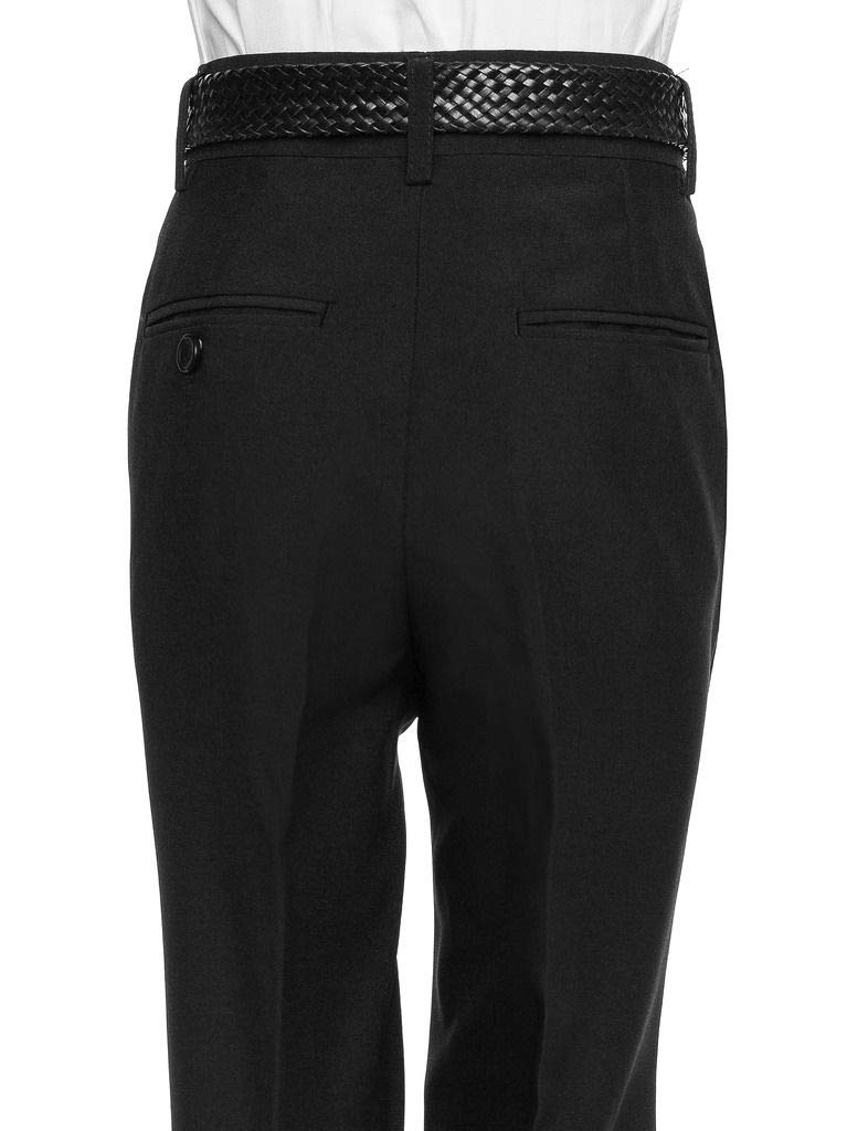 Boys' Slim Fit Dress Pants with 4 Pockets - Flat Front Black Formal Slacks for School & Special Occasions | Non-Elastic Waistband | Perfect with Dress Shirts & Suit Jackets | Size 12
