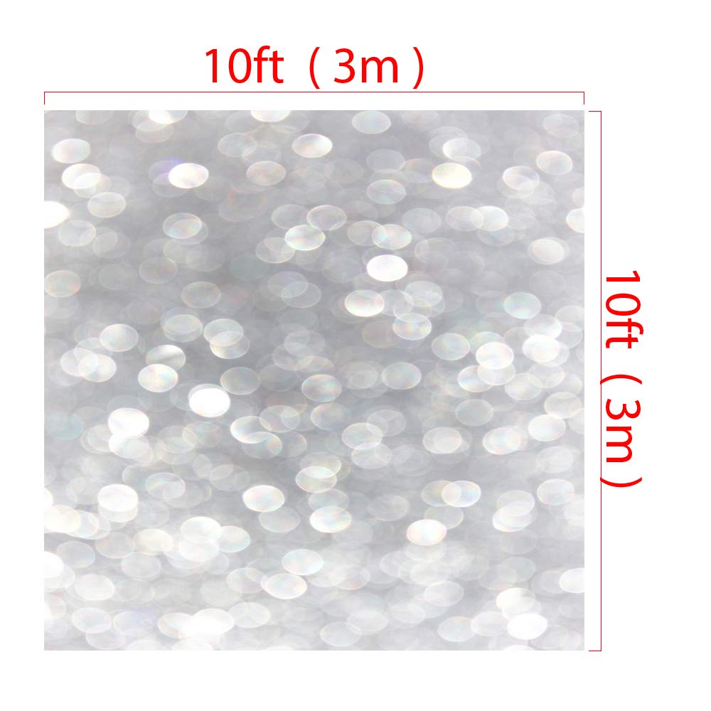 Kate 10x10ft Silver Grey Bokeh Photography Backdrop - Premium Luxury Portrait Background with White Spots for Studio, Wedding & Fashion Photography
