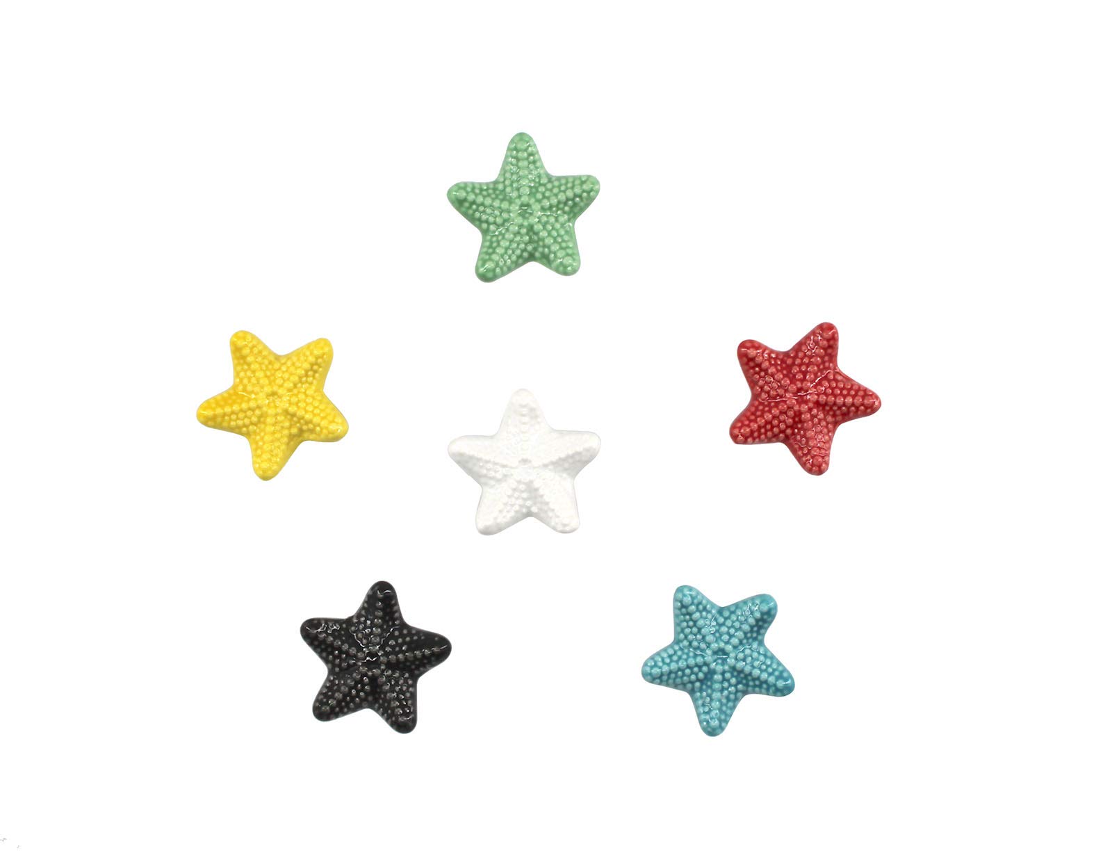 8 Pack White Starfish Shaped Ceramic Drawer Knobs with Zinc Alloy Base - Cabinet Pulls & Dresser Handles for Wardrobe, Kitchen Cabinets & Bathroom Storage (Sea Theme Decor)