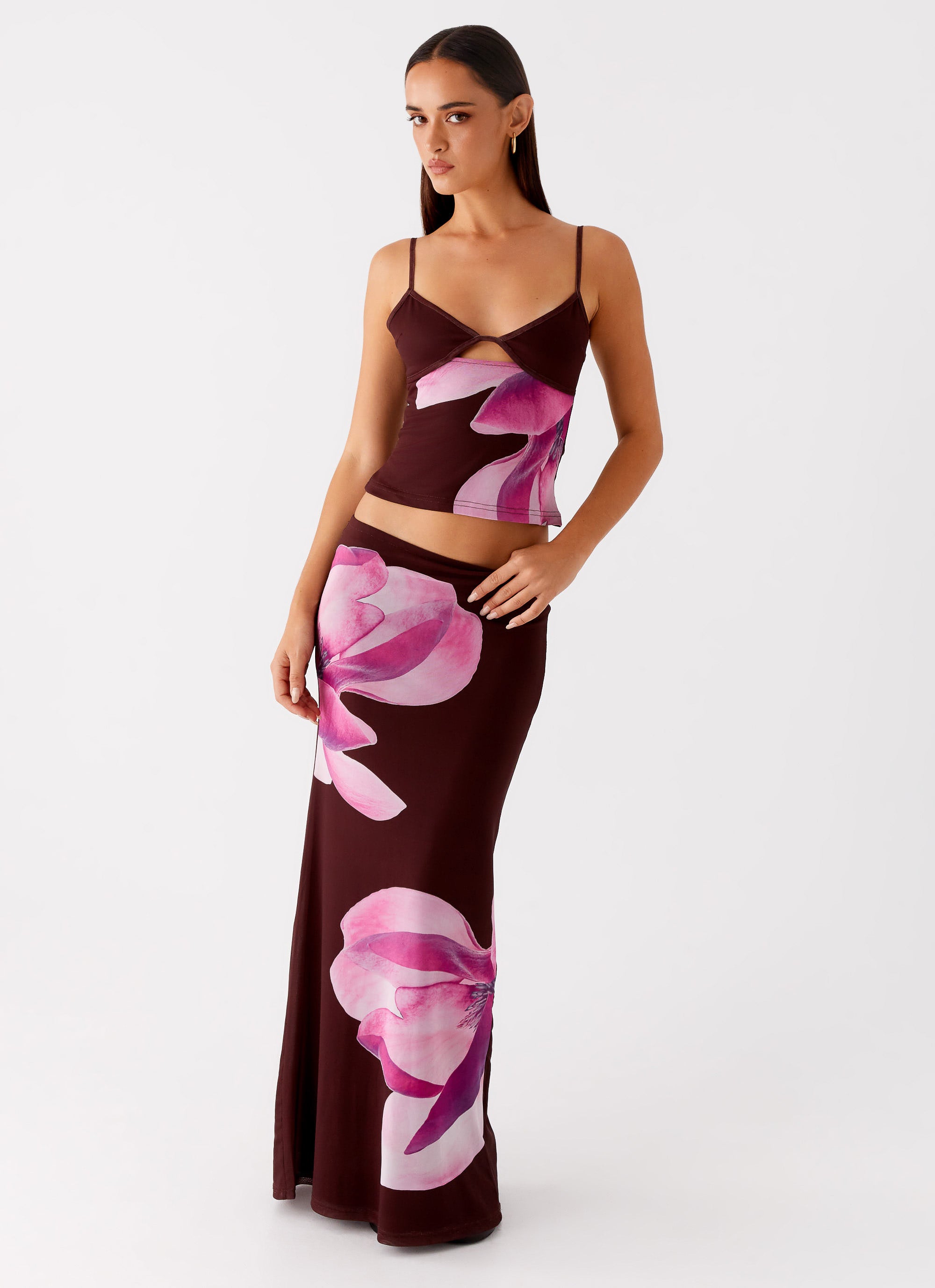 Alpha Maxi Skirt in Dark Chocolate - Flowy Long Skirt for Women | Perfect for Casual Wear, Beach Outfits & Boho Fashion