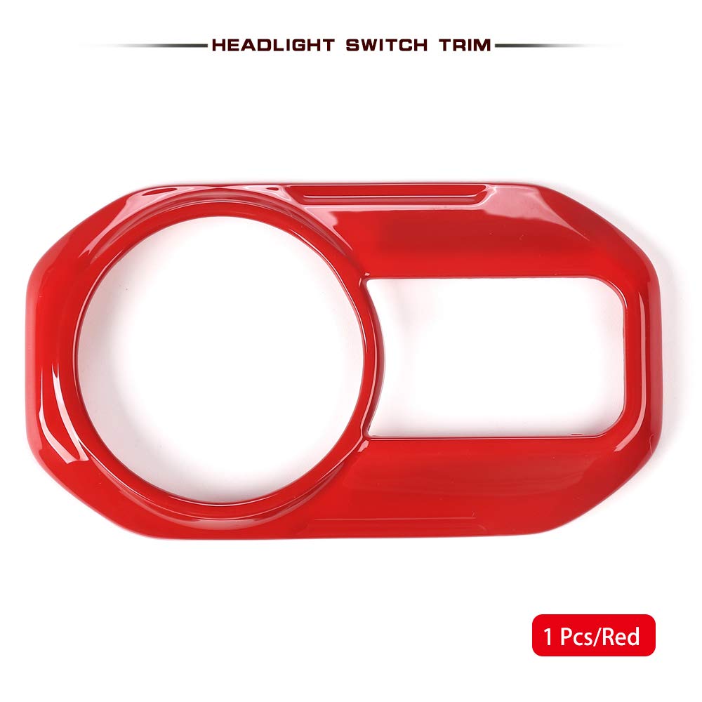 JeCar Red Headlight Switch Button Cover Trim for 2018-2024 Jeep Wrangler JL/JLU & Gladiator JT - Interior Accessories Upgrade for Off-Road & Daily Driving