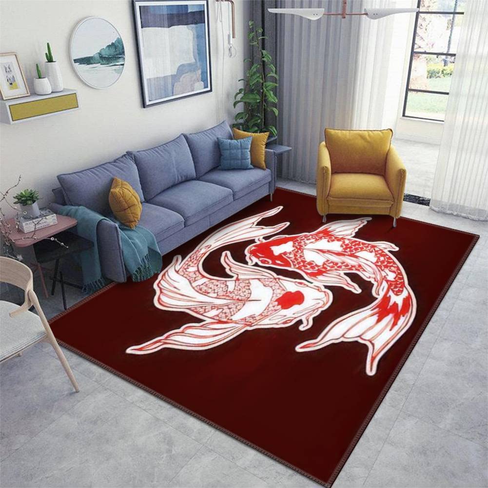 Non-Slip Washable Yin Yang Feng Shui Area Rug - Indoor/Outdoor Carpet Pad for Living Room, Kids Bedroom & Playroom - Perfect for Yoga, Meditation & Play Areas