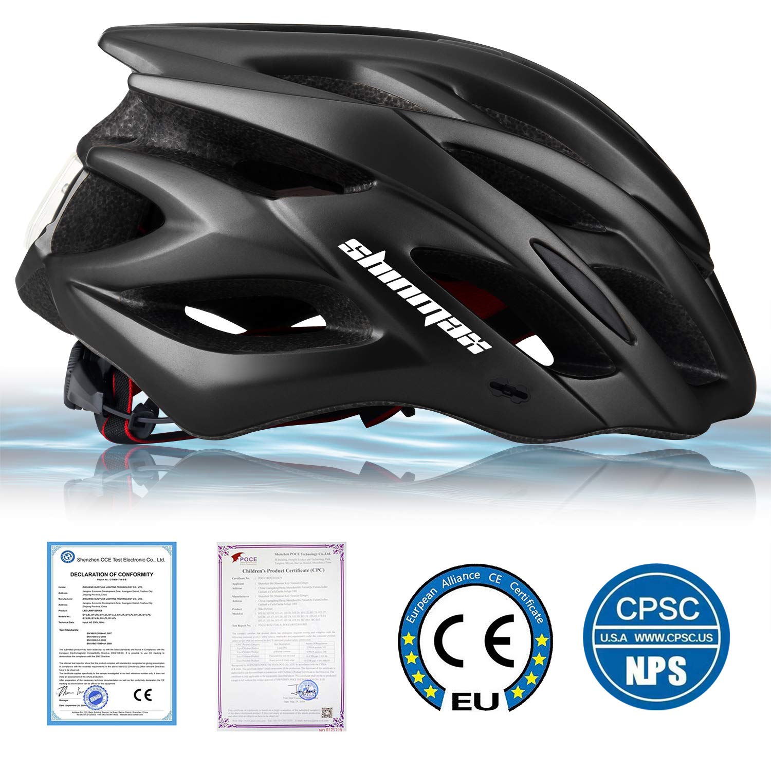 **Shinmax Adjustable Bike Helmet for Men & Women - Lightweight Mountain & Road Cycling Helmet with Rear Light & Detachable Visor - CPSC Certified for Adults & Youth - Perfect for Commuting, Trail Riding & Urban Cycling**