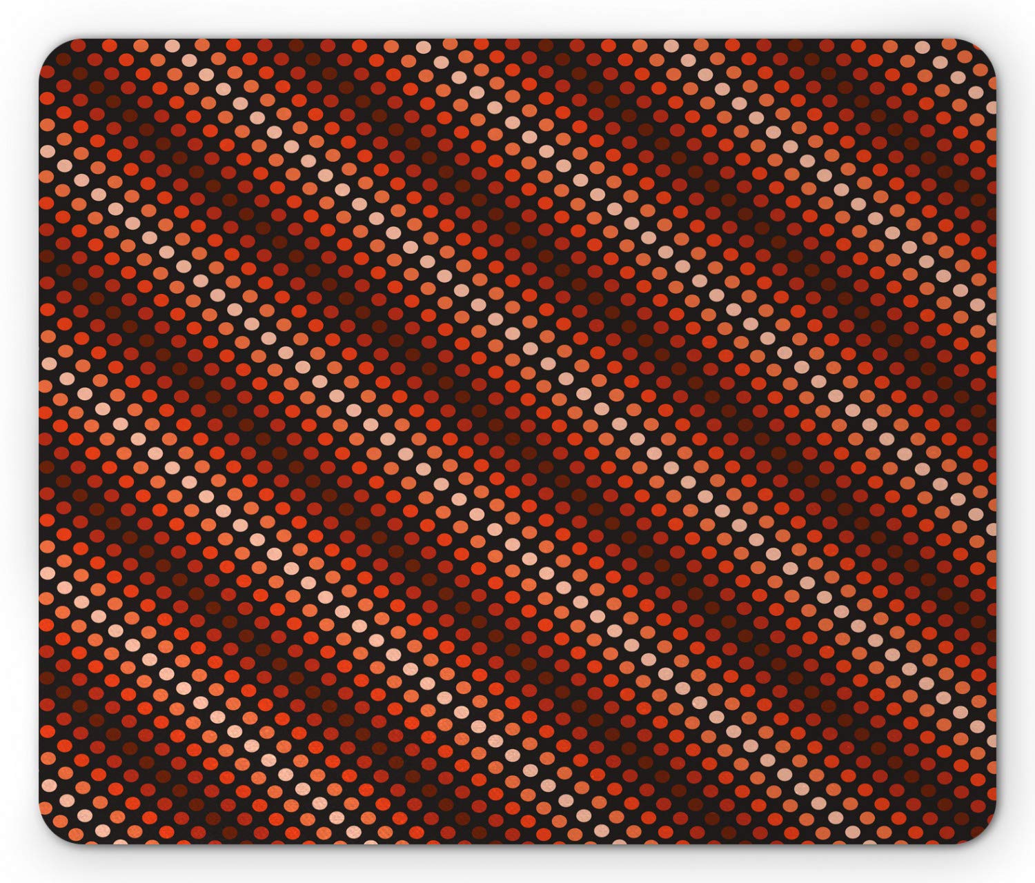 Ambesonne Retro Mouse Pad - Funky Nostalgic Polka Dot Design Non-Slip Rubber Base - Standard Size Office & Gaming Accessory - Perfect for Computers, Laptops & Workstations (Dark Brown Vermilion)