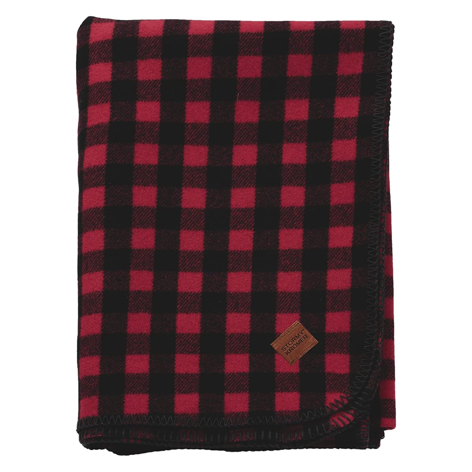 Stormy Kromer Red & Black Buffalo Plaid Wool Blanket - Warm Winter Throw for Cabin, Camping & Home Decor - One Size