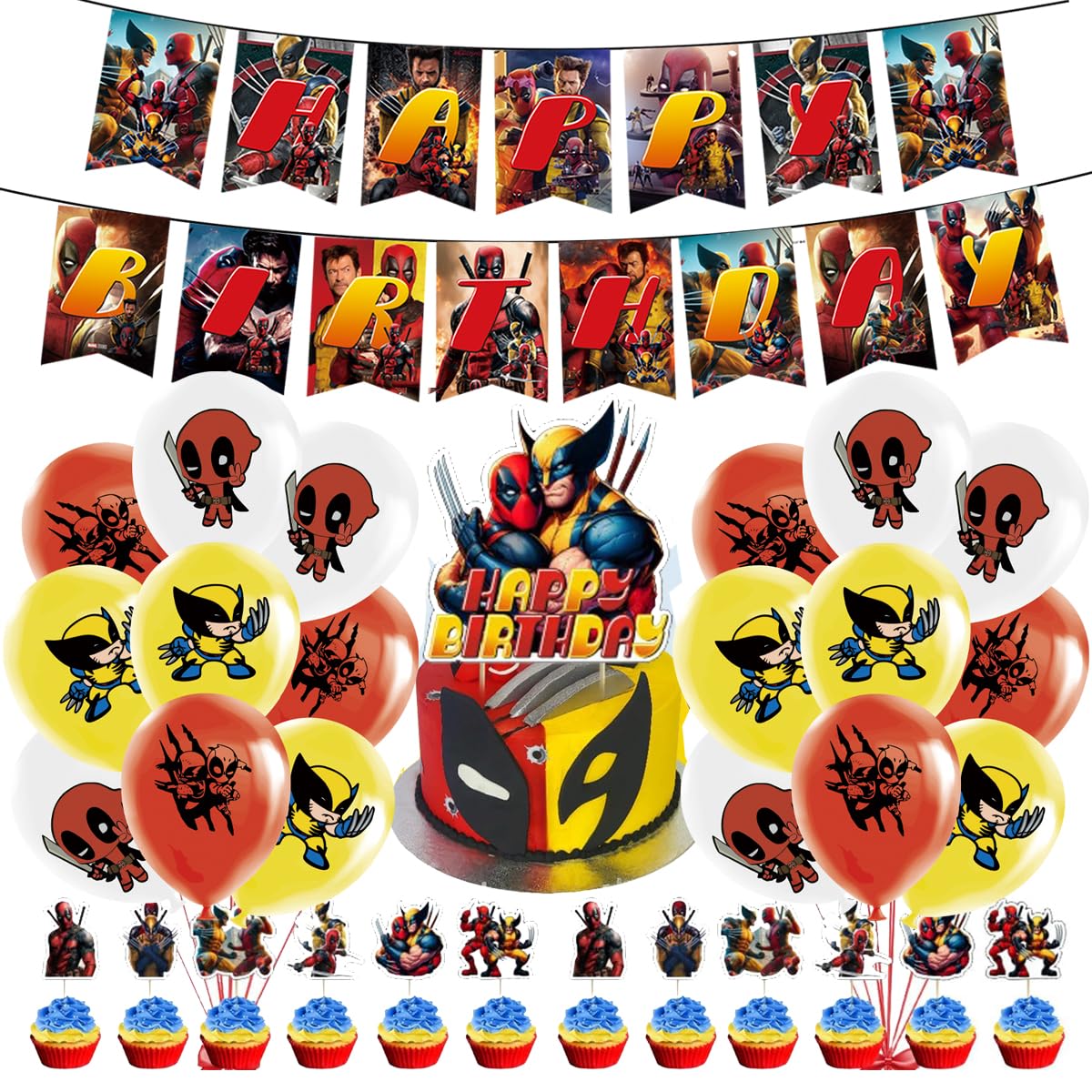 JGL Birthday Party Decorations Set - 20 Latex Balloons, Cake & Cupcake Toppers, Custom Banner - Perfect for Birthday Celebrations, Baby Showers & Special Events