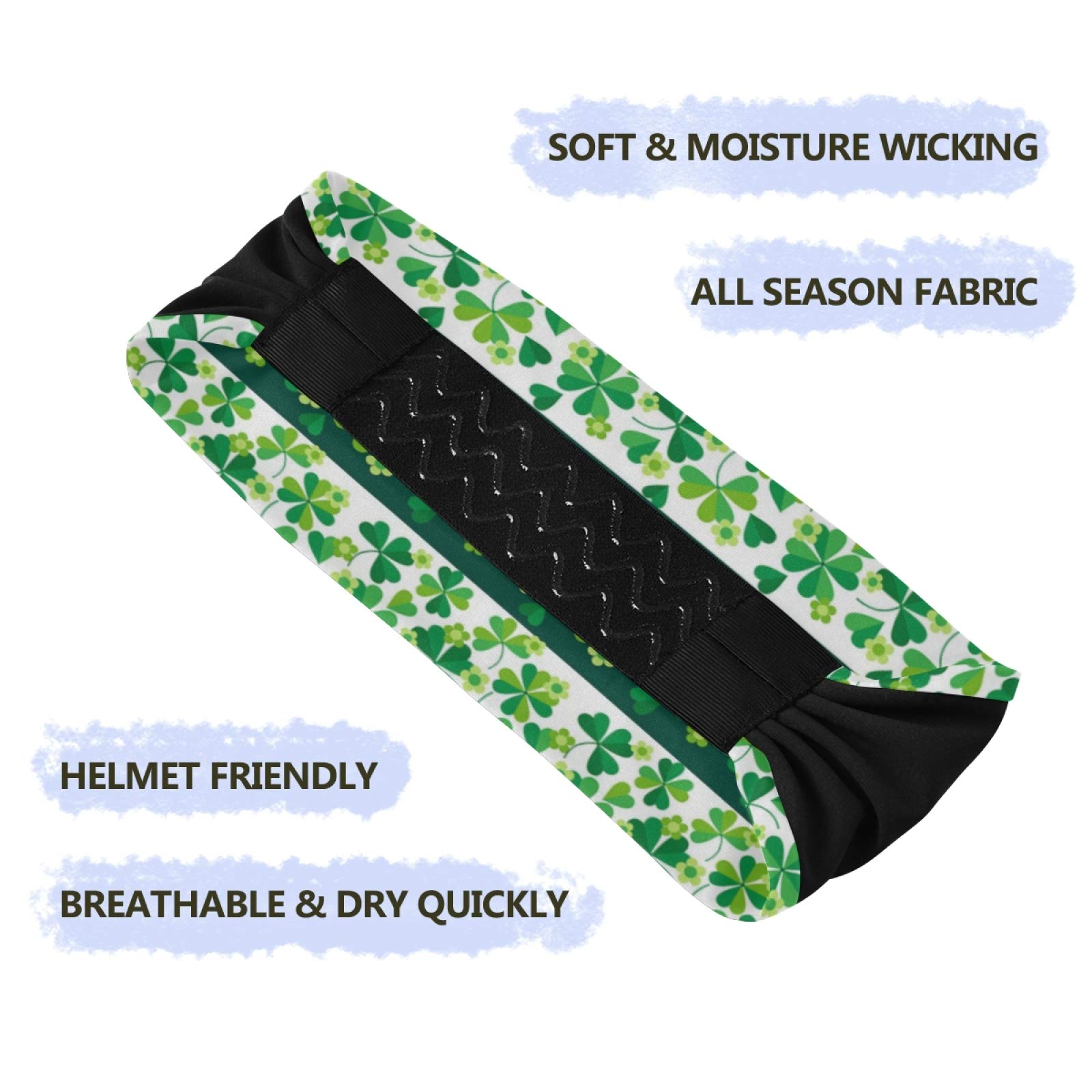 Women's Sports Headbands - Green St. Patrick's Day Shamrock Clover Breathable Hair Bands | Elastic Sweat Wicking Headbands for Running, Yoga & Workouts | Quick Dry Fitness Accessories for Active Women