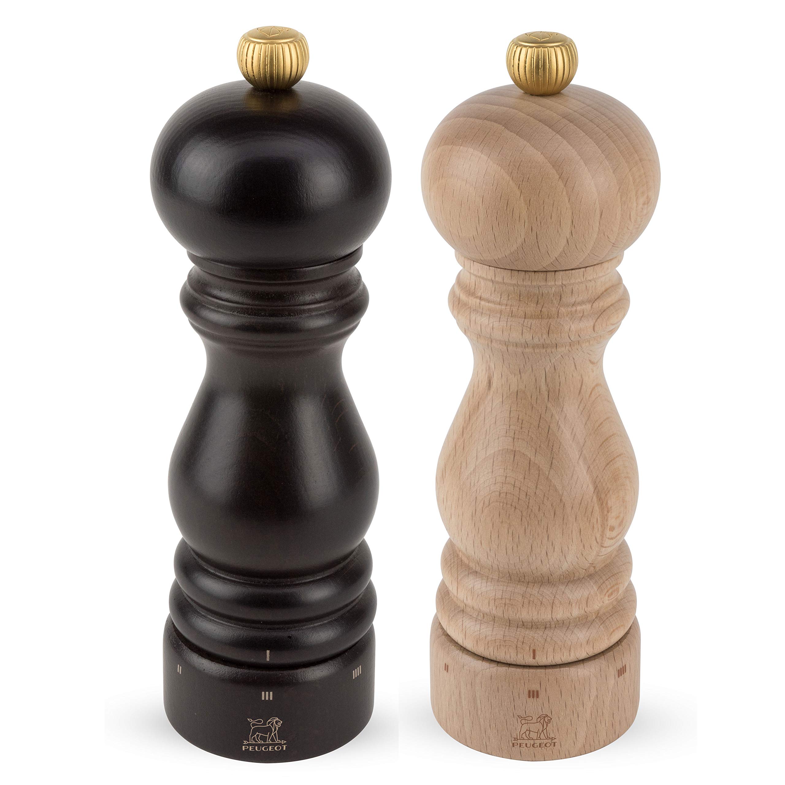 Premium Peugeot Paris U'Select 7-Inch Pepper Mill and Salt Grinder Set - Chocolate & Natural Wood Finish - Perfect for Gourmet Cooking & Fine Dining Table Setting
