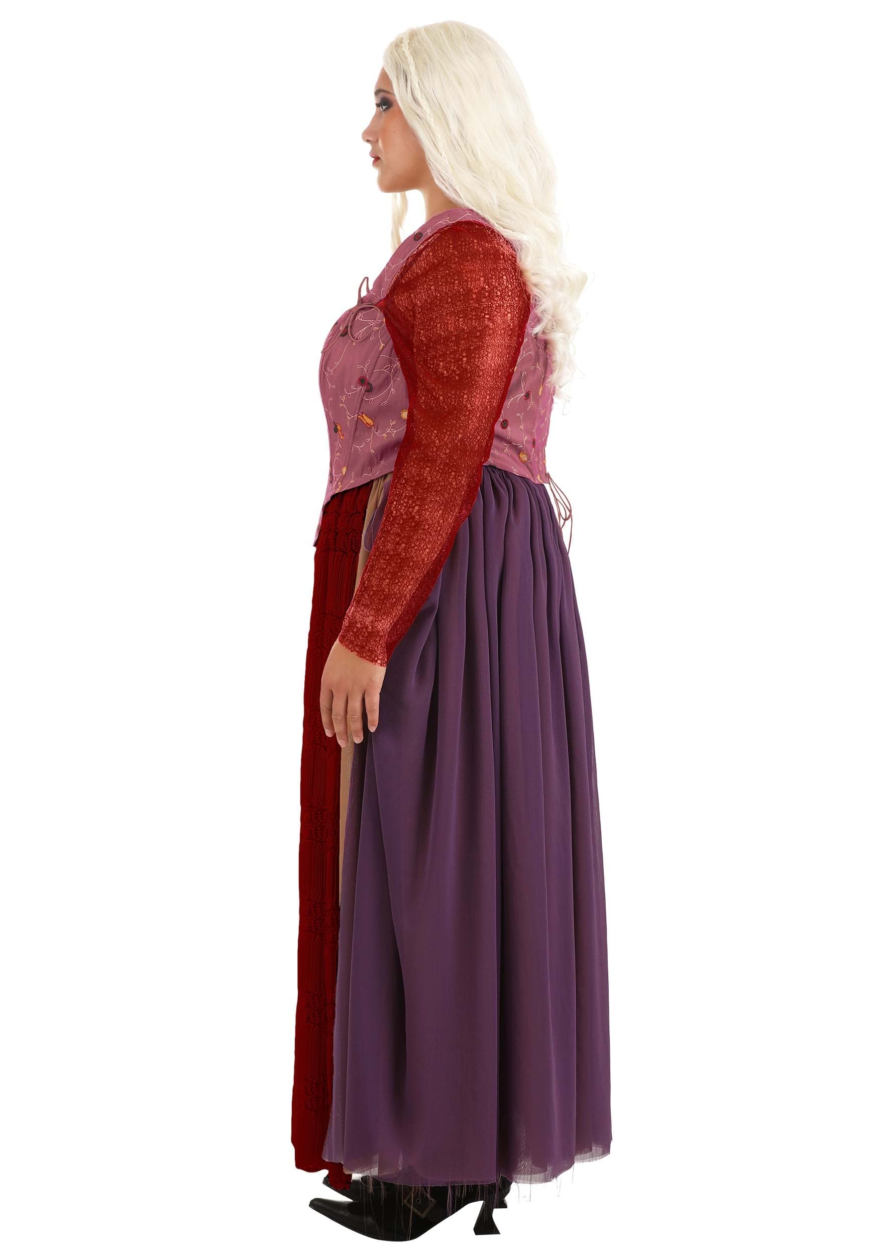Authentic Disney Hocus Pocus Plus Size Sarah Sanderson Costume for Women - Corset with Sleeves, Skirt & Blonde Wig | Halloween Cosplay, Themed Parties & Disney Events