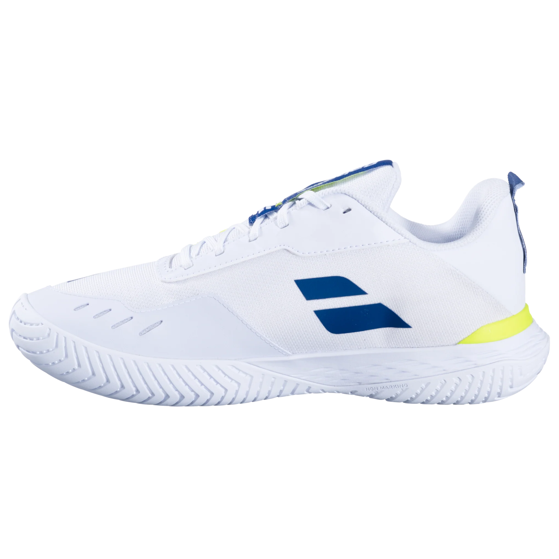 Babolat SFX Evo Men's Pickleball Shoes - Lightweight Tennis Shoes for Men with Cushioning & Stability - White/Estate Blue - Perfect for Indoor & Outdoor Court Sports