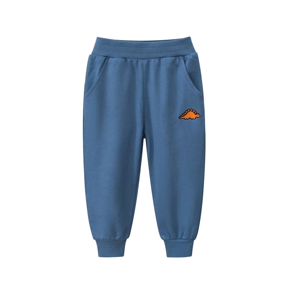 GFQLONG Toddler Boys 3 Pack Cotton Active Jogger Pants - Kids Cartoon Sweatpants for Playtime & Lounging | Soft Casual Pants for Daycare, Playdates & Home Comfort